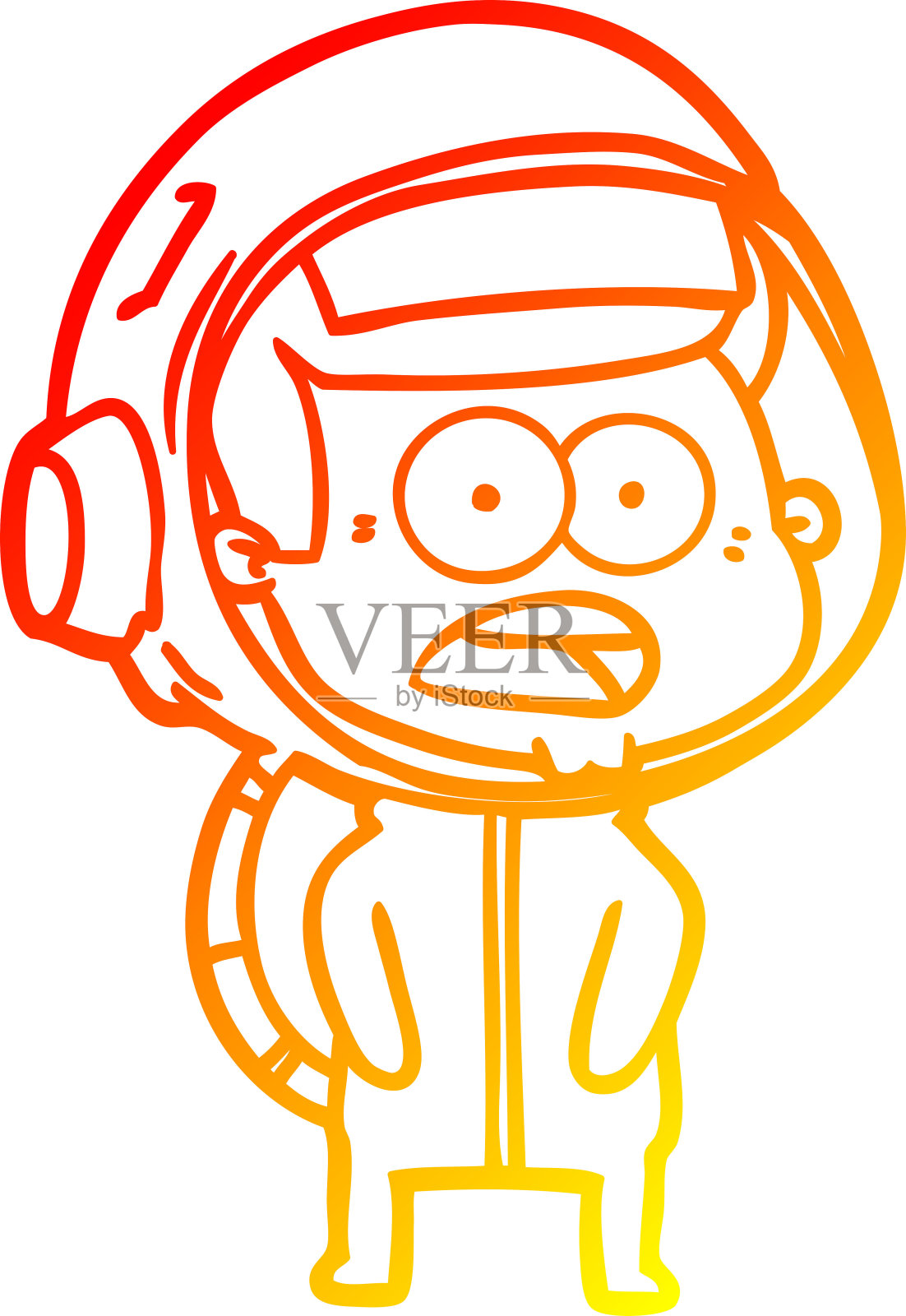 温暖的梯度线绘制的卡通惊奇宇航员设计元素图片