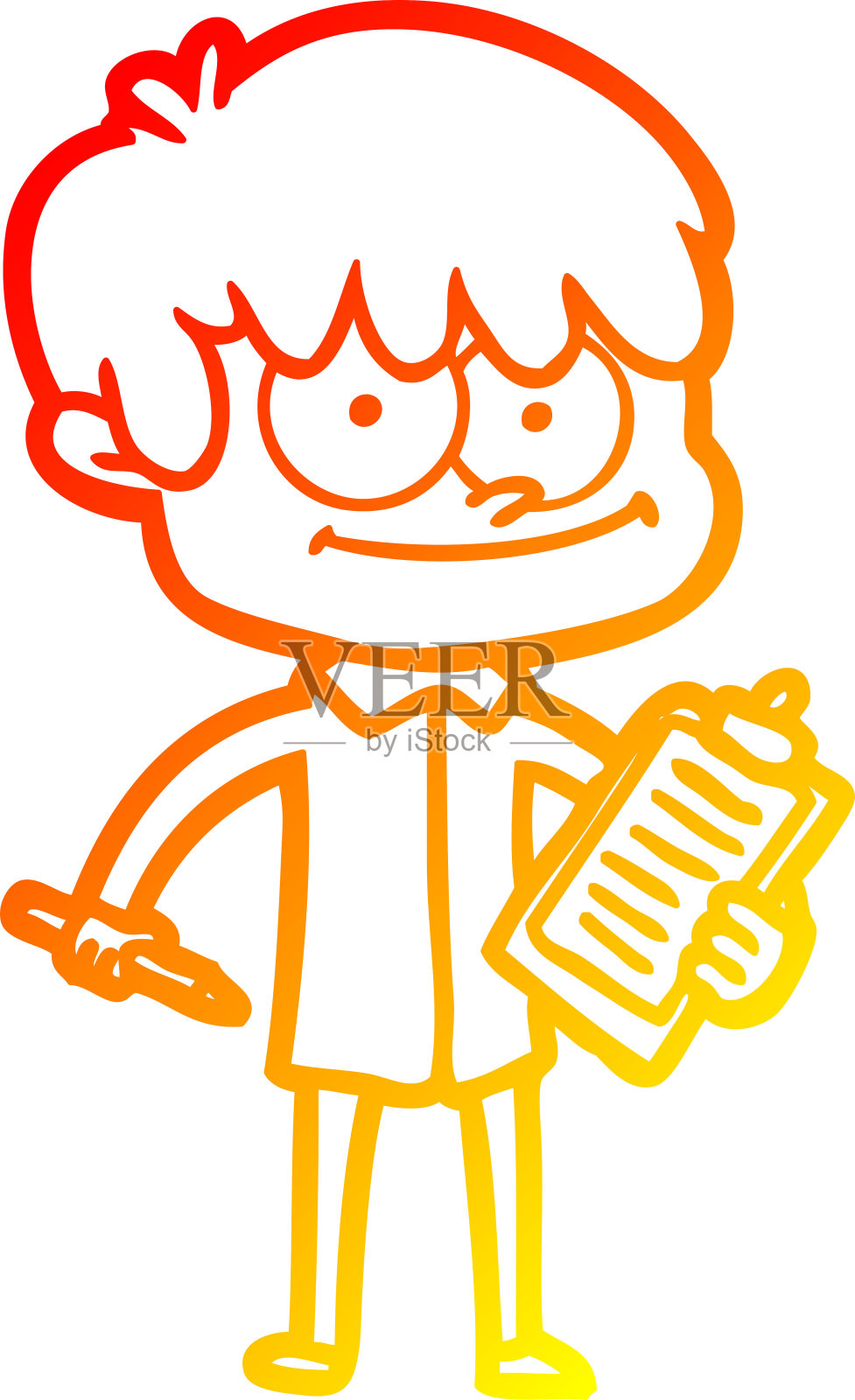 快乐卡通男人的暖色渐变线条画设计元素图片