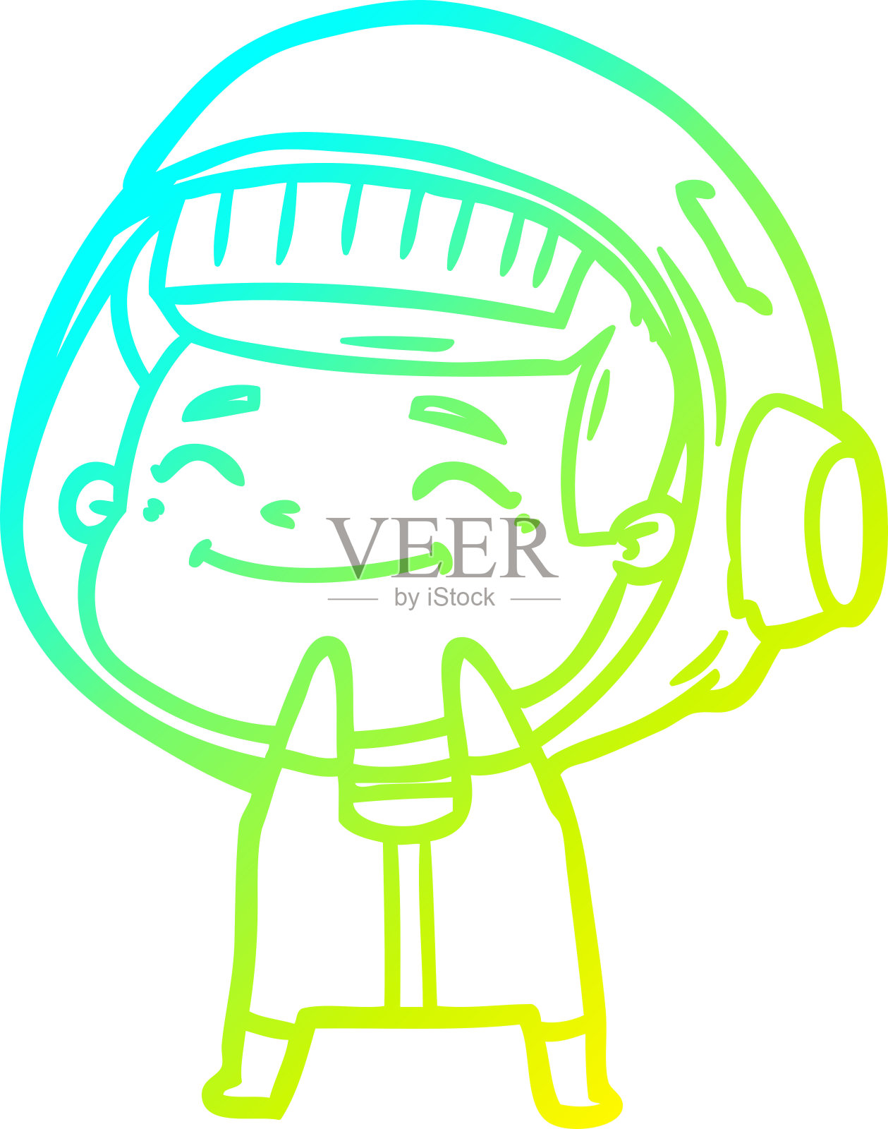 冷梯度线绘制一个快乐的卡通宇航员设计元素图片