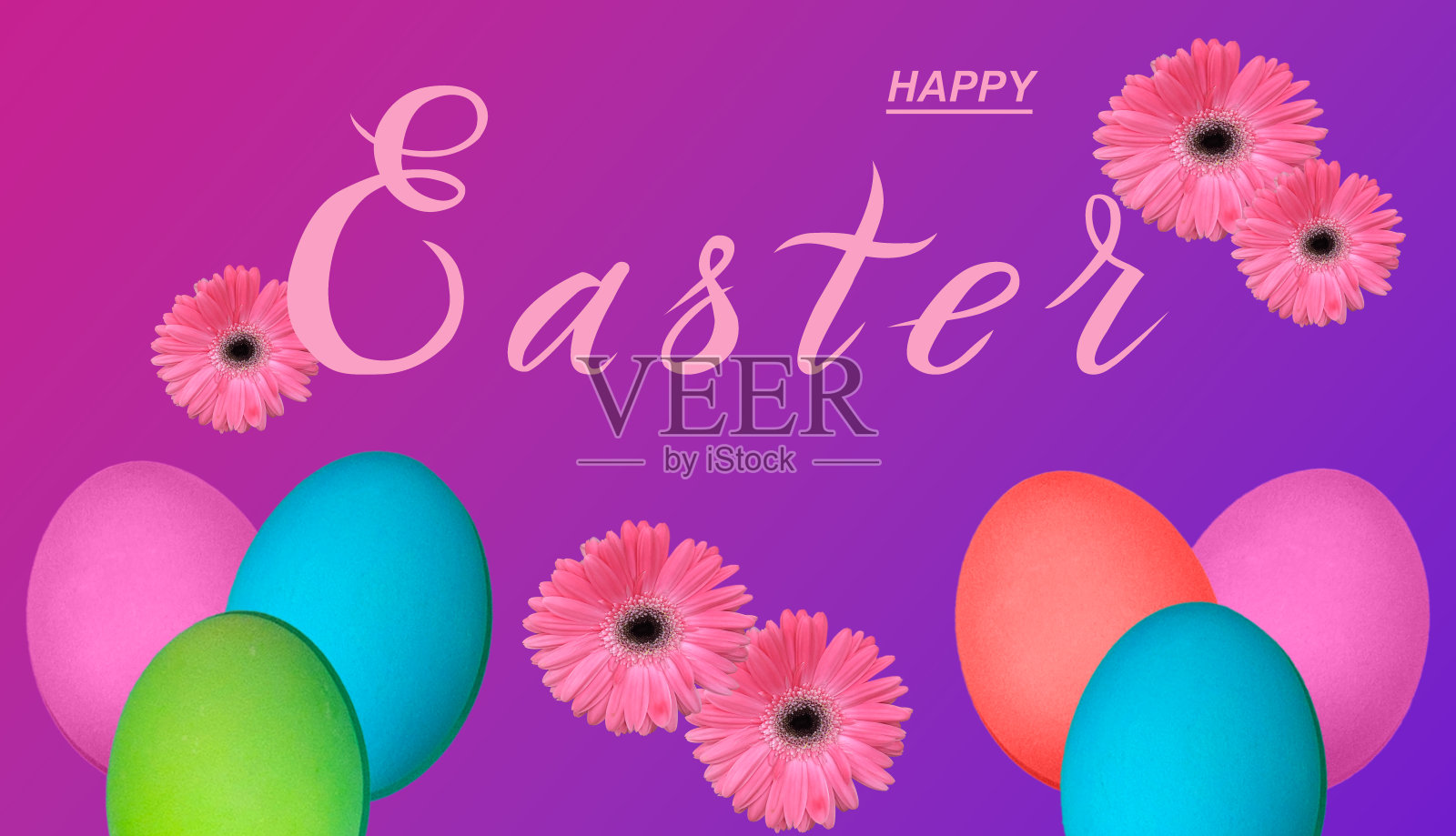 复活节快乐!复活节卡片或网络横幅。也可用作打折传单设计模板素材