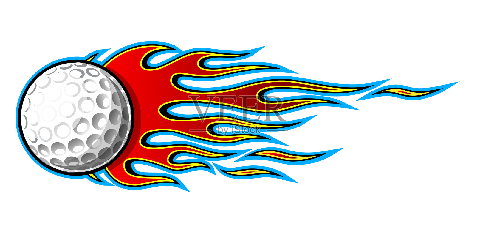 高尔夫球在燃烧的火火焰高尔夫球矢量图像汽车贴纸摩托车贴花和体育标志模板设计元素图片