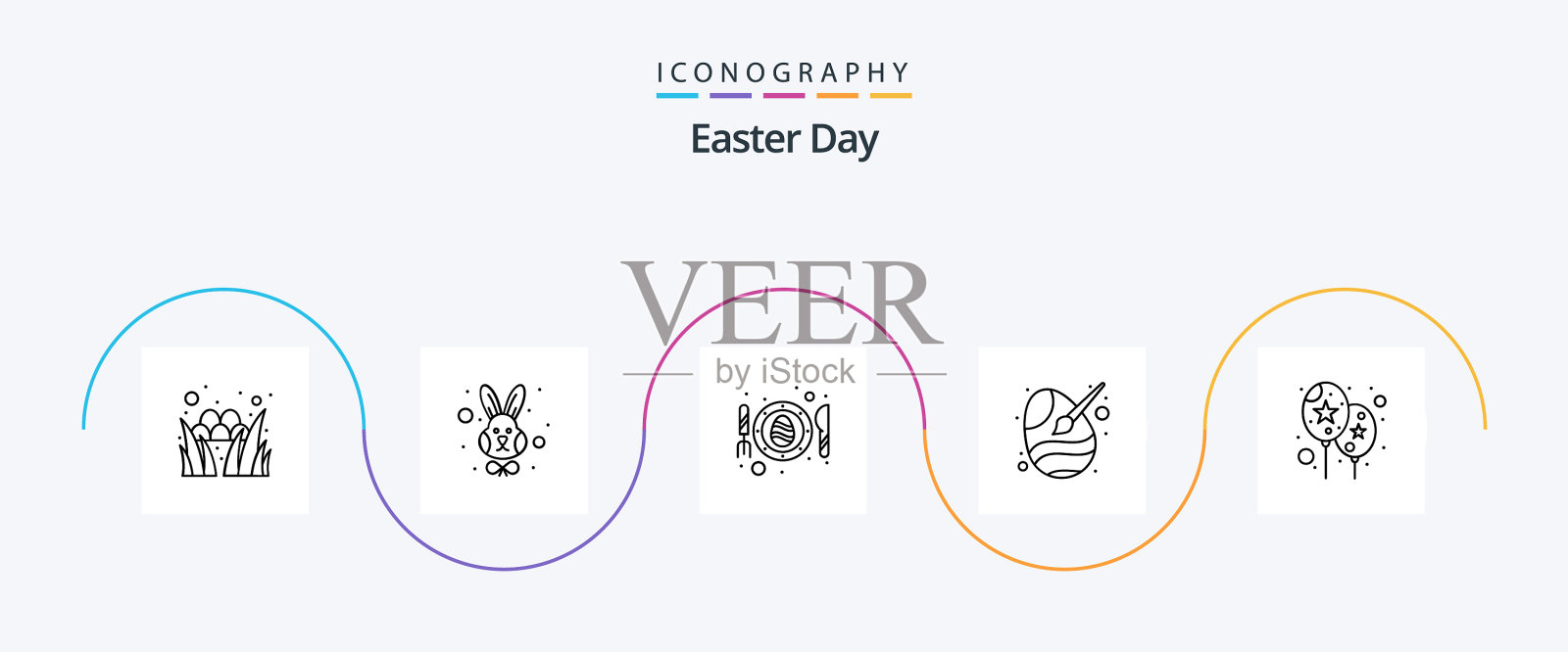 复活节线路5图标包包括气球蛋蛋图标素材
