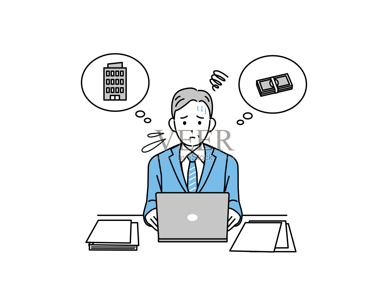 企业主努力经营他们的公司插画图片素材