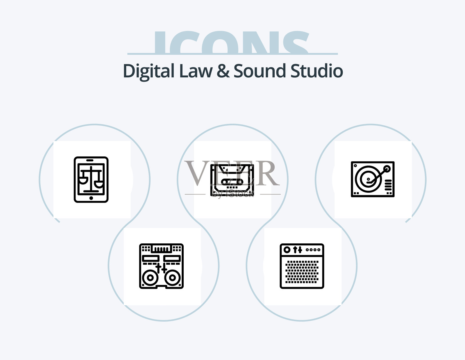 数字法律和声音工作室线图标包5图标素材