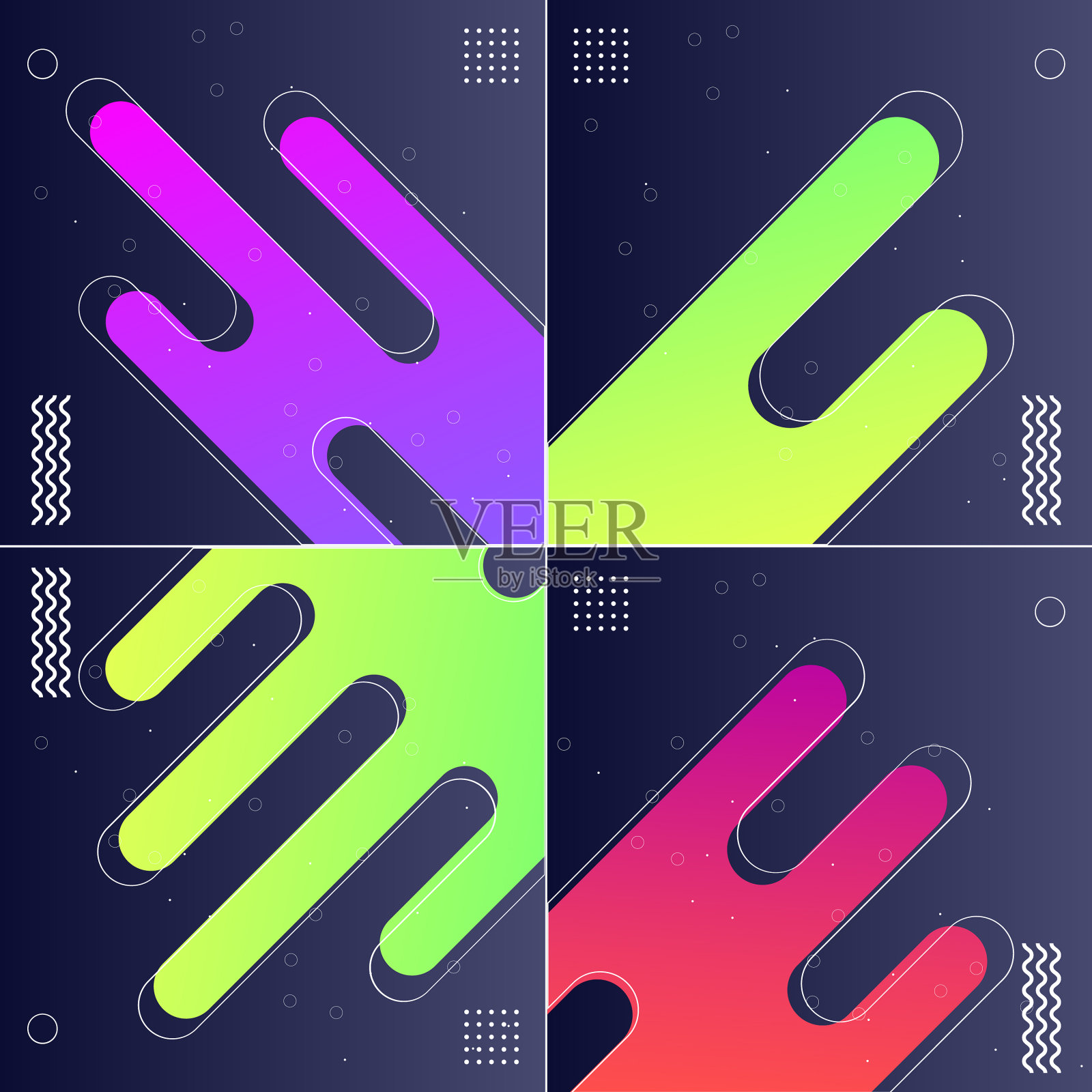 包装的4动态形状组成插画图片素材