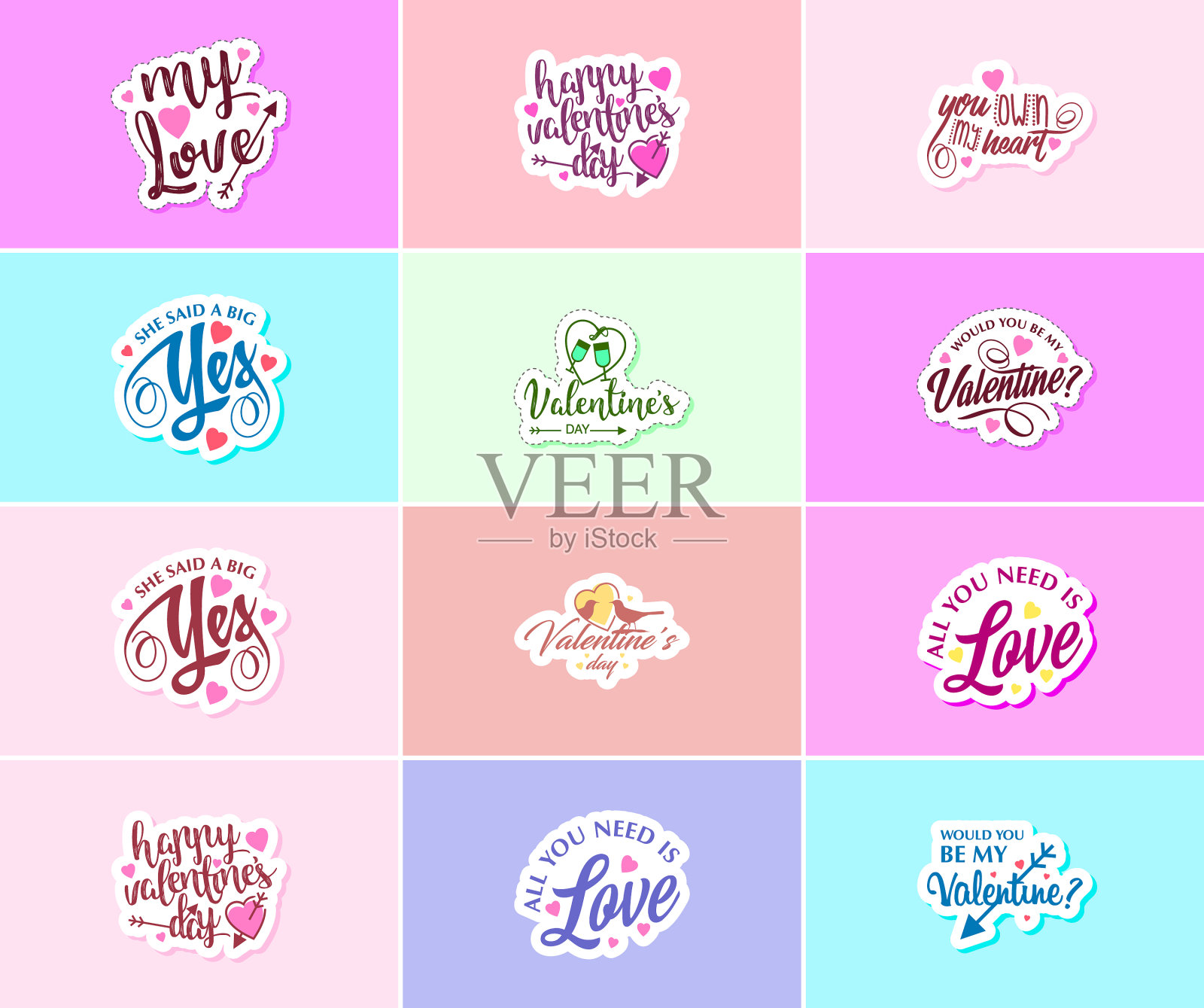 在情人节和美女一起庆祝爱情插画图片素材