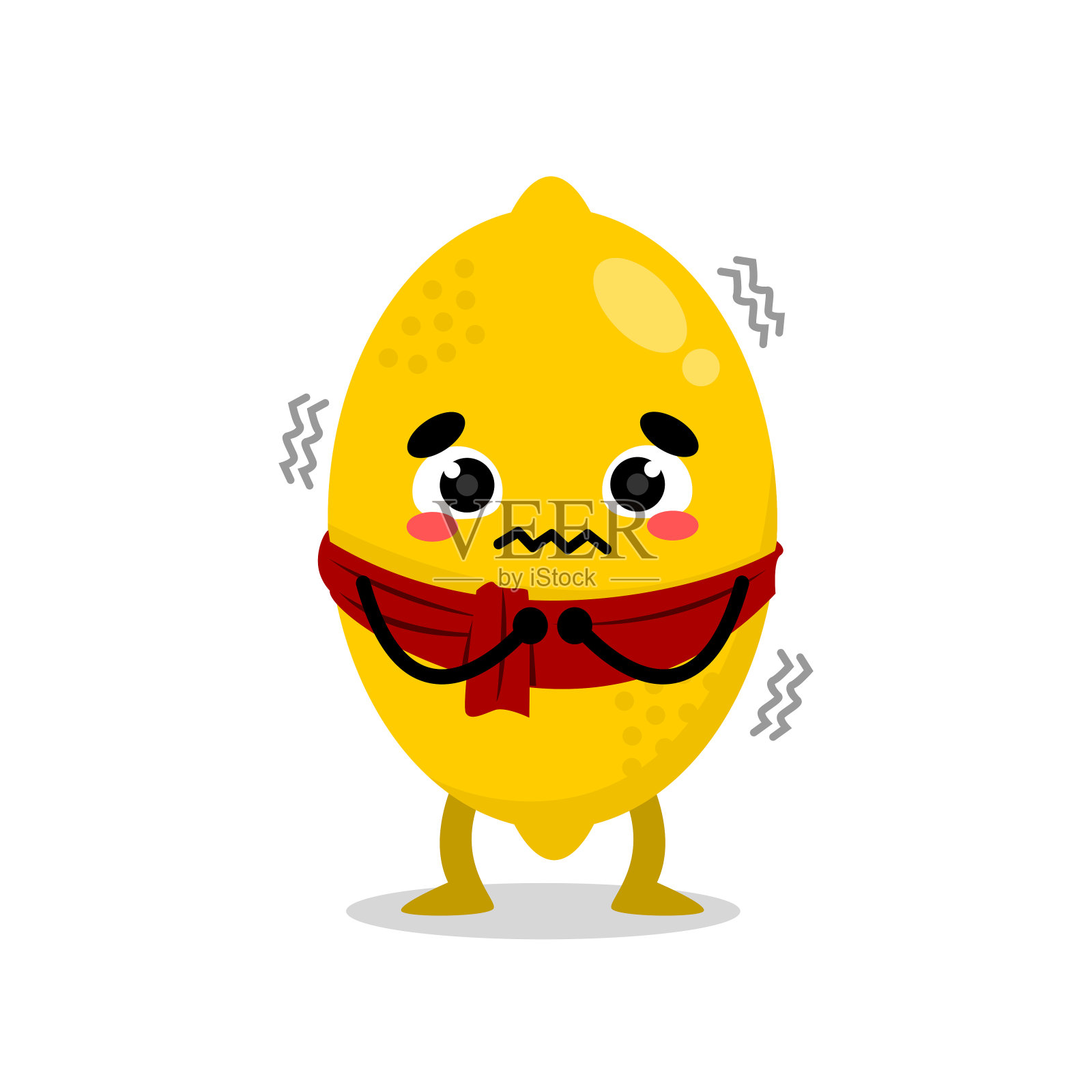 冰冻柠檬是冬季可爱的吉祥物插画图片素材