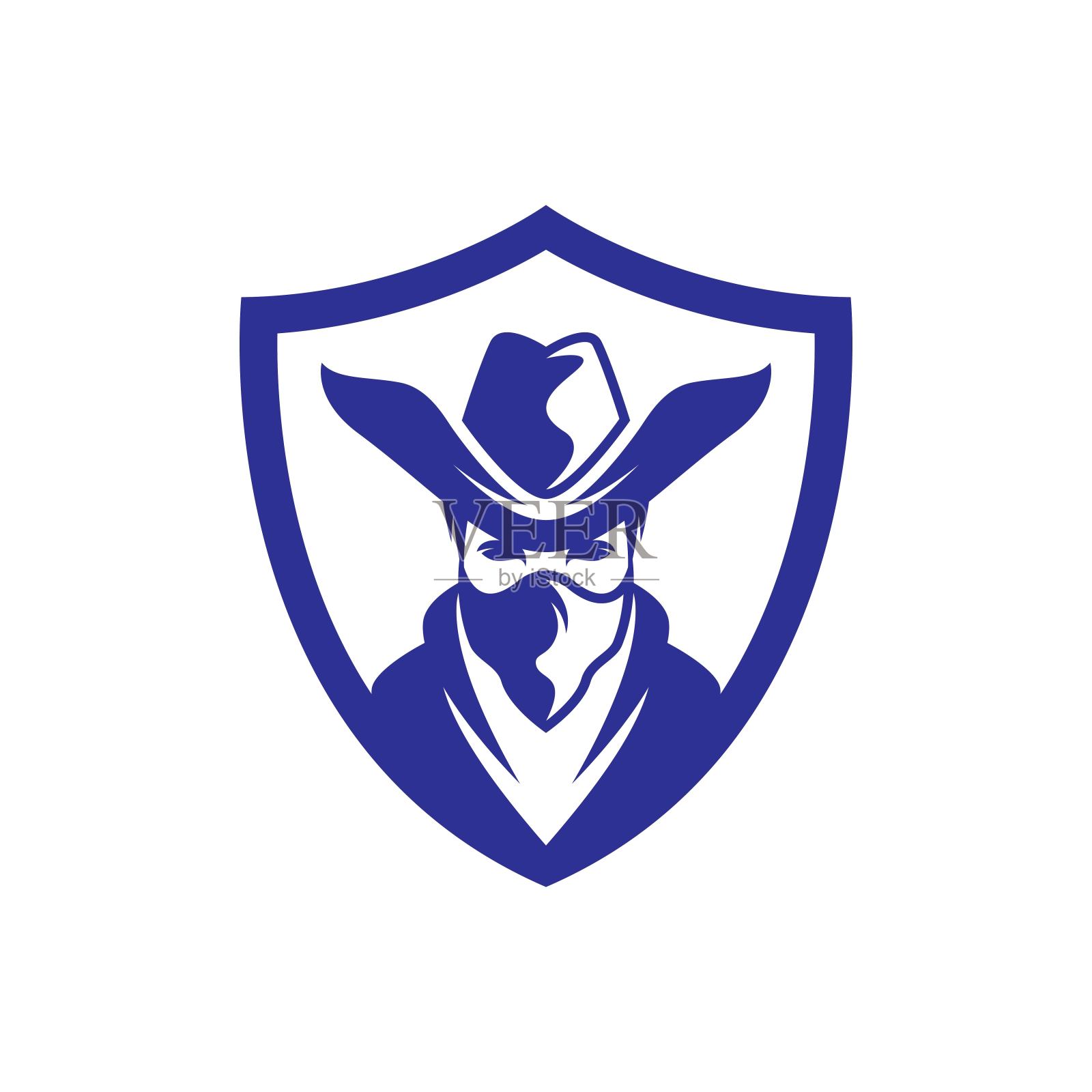 牛仔标志形象插画图片素材