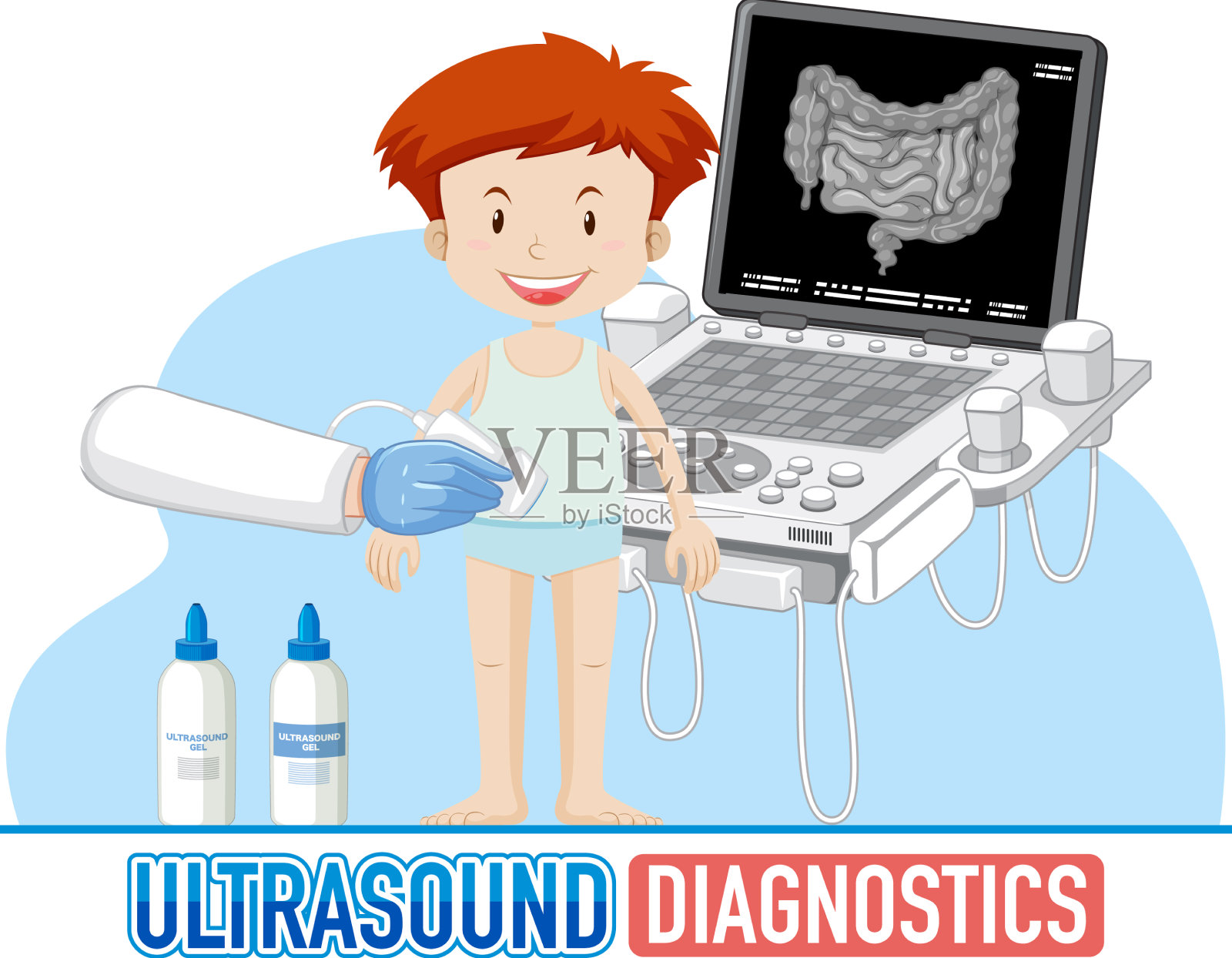 超声波诊断文字横幅或海报插画图片素材