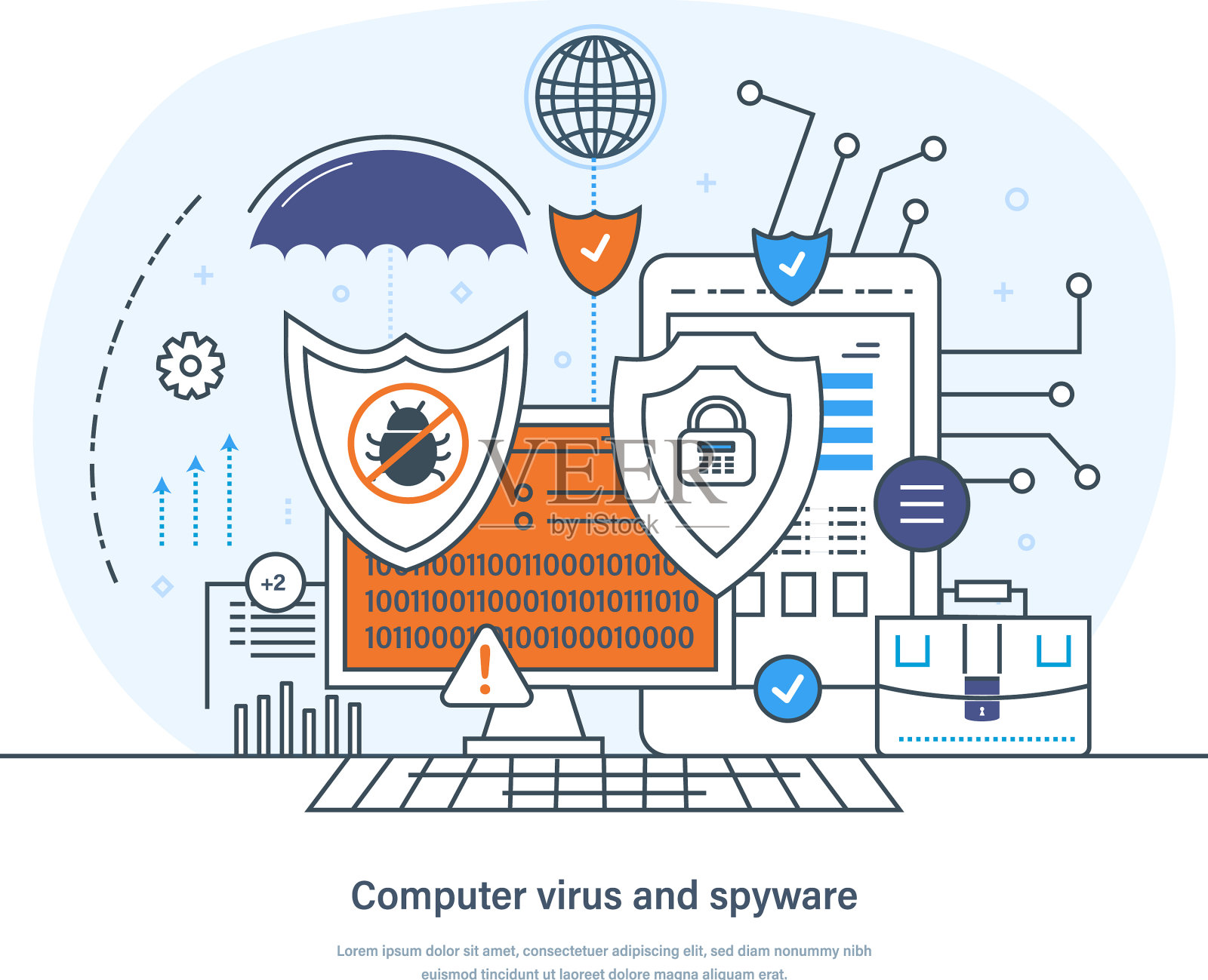 在线安全杀毒软件开发插画图片素材