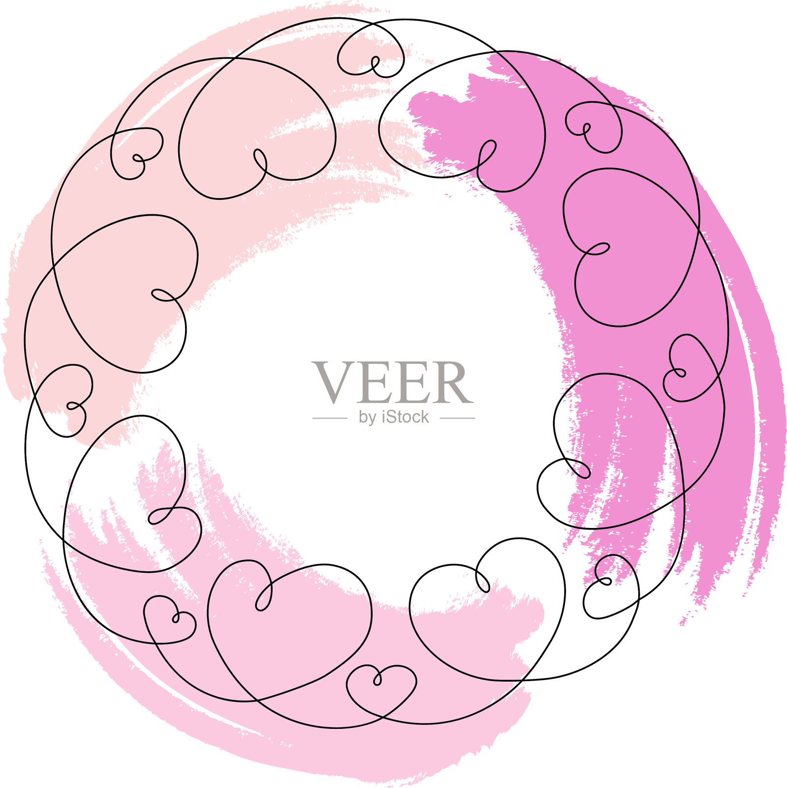 一个连续的抽象圆形心形框架设计元素图片