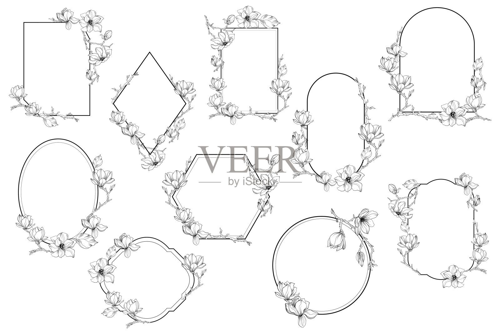 轮廓装饰花框插画图片素材