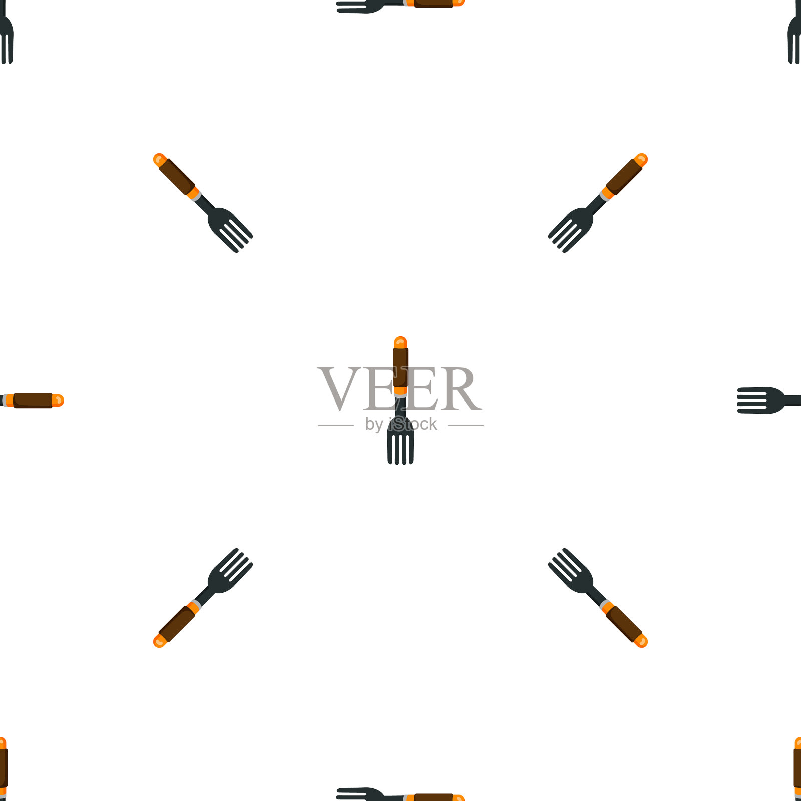 农场手柄叉花纹无缝插画图片素材