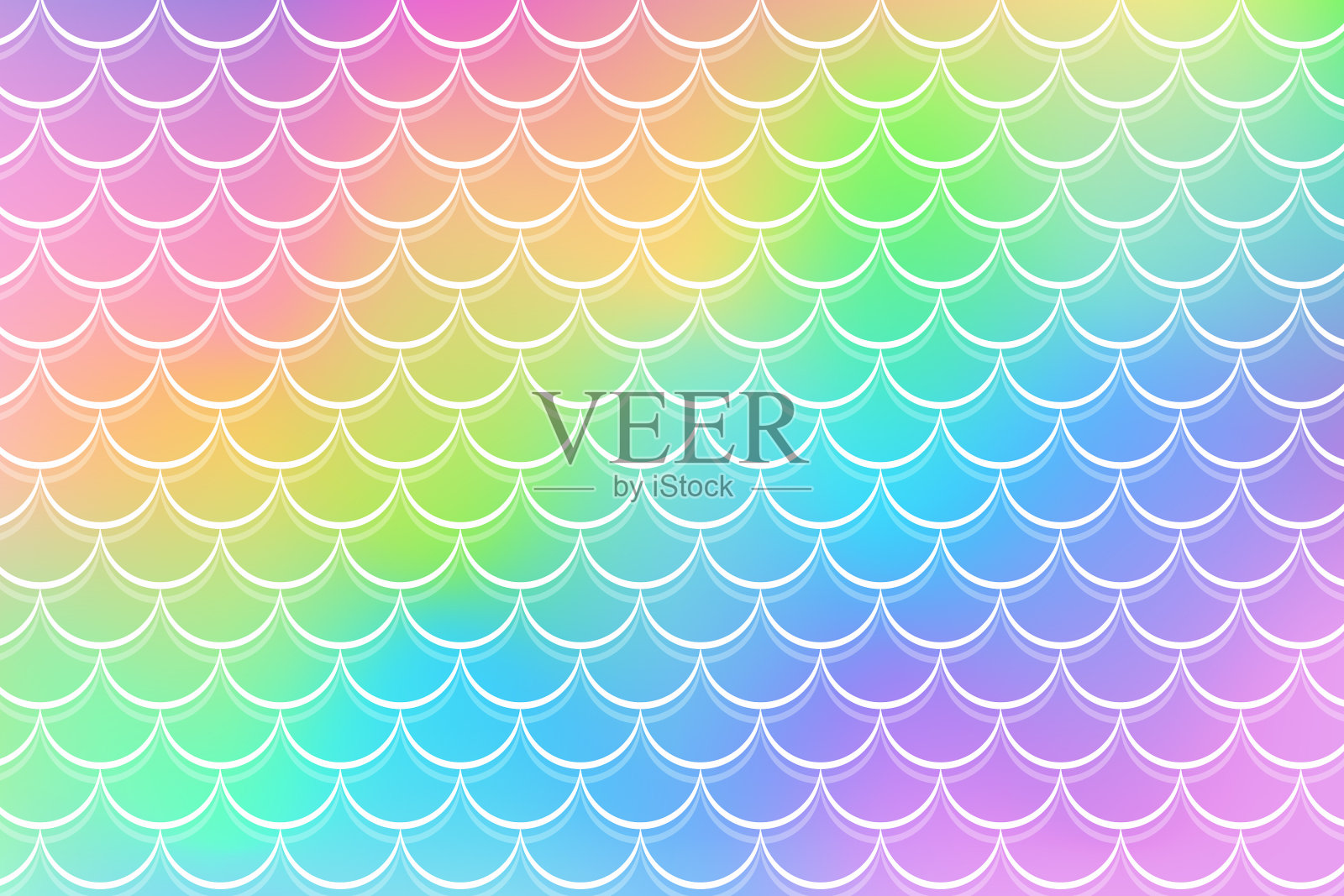 美人鱼彩虹背景的幻想风格与插画图片素材