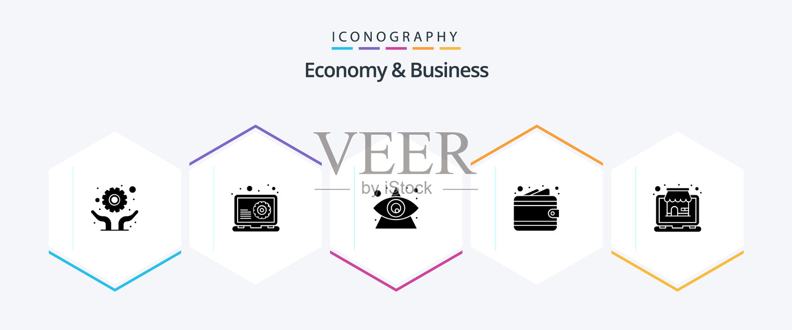 经济和商业25字形图标包包括图标素材
