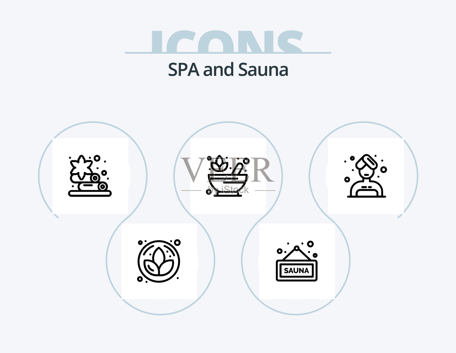 桑拿线图标包5个图标设计莲花图标素材