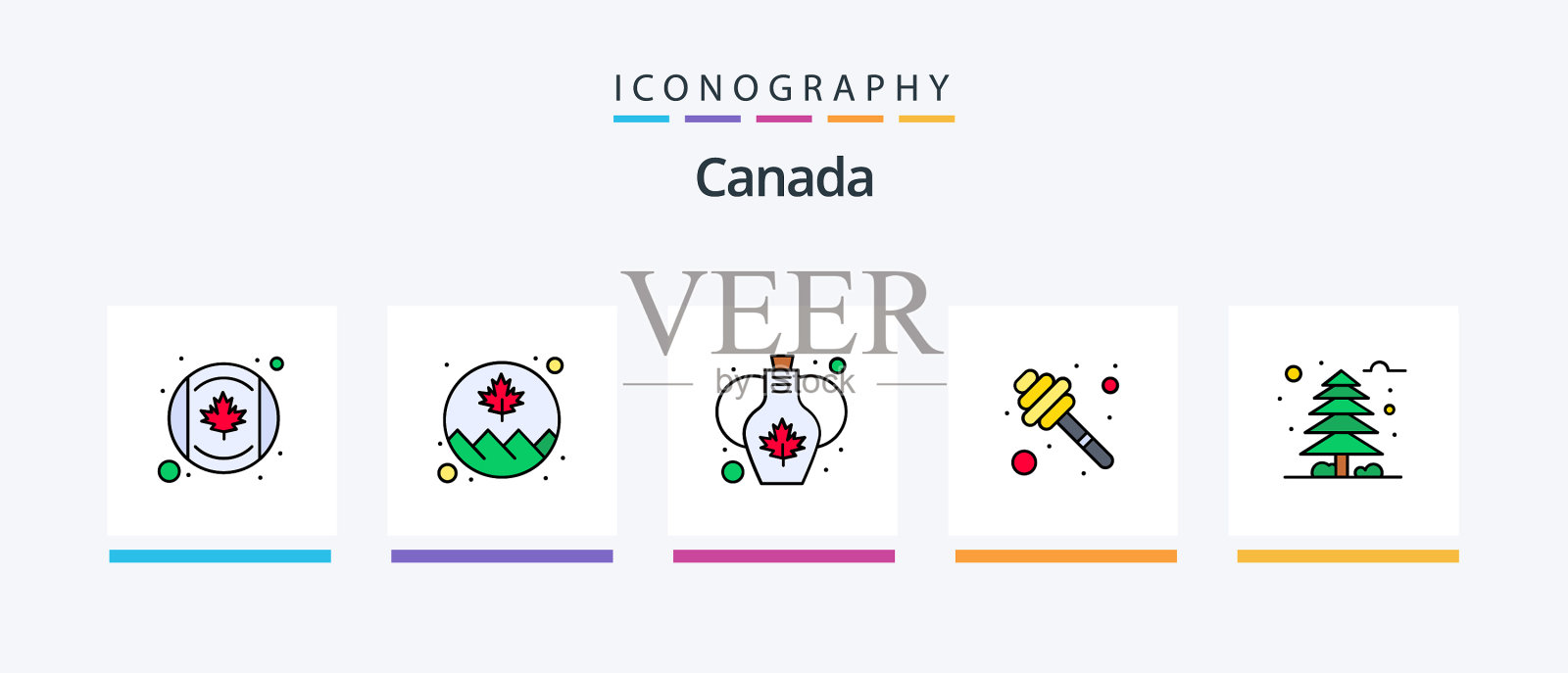 加线填充了5个图标包，包括花蜜图标素材