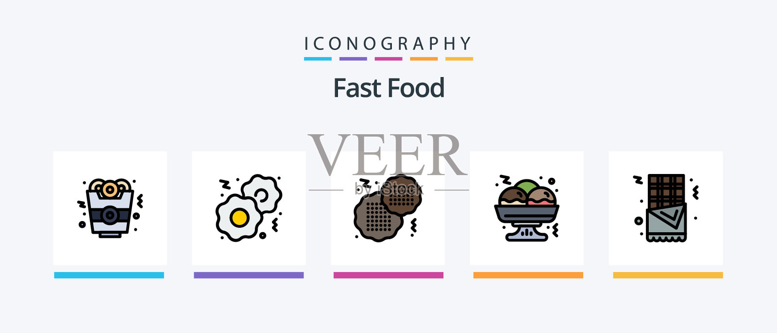 快餐线填了5个图标包，包括食物图标素材