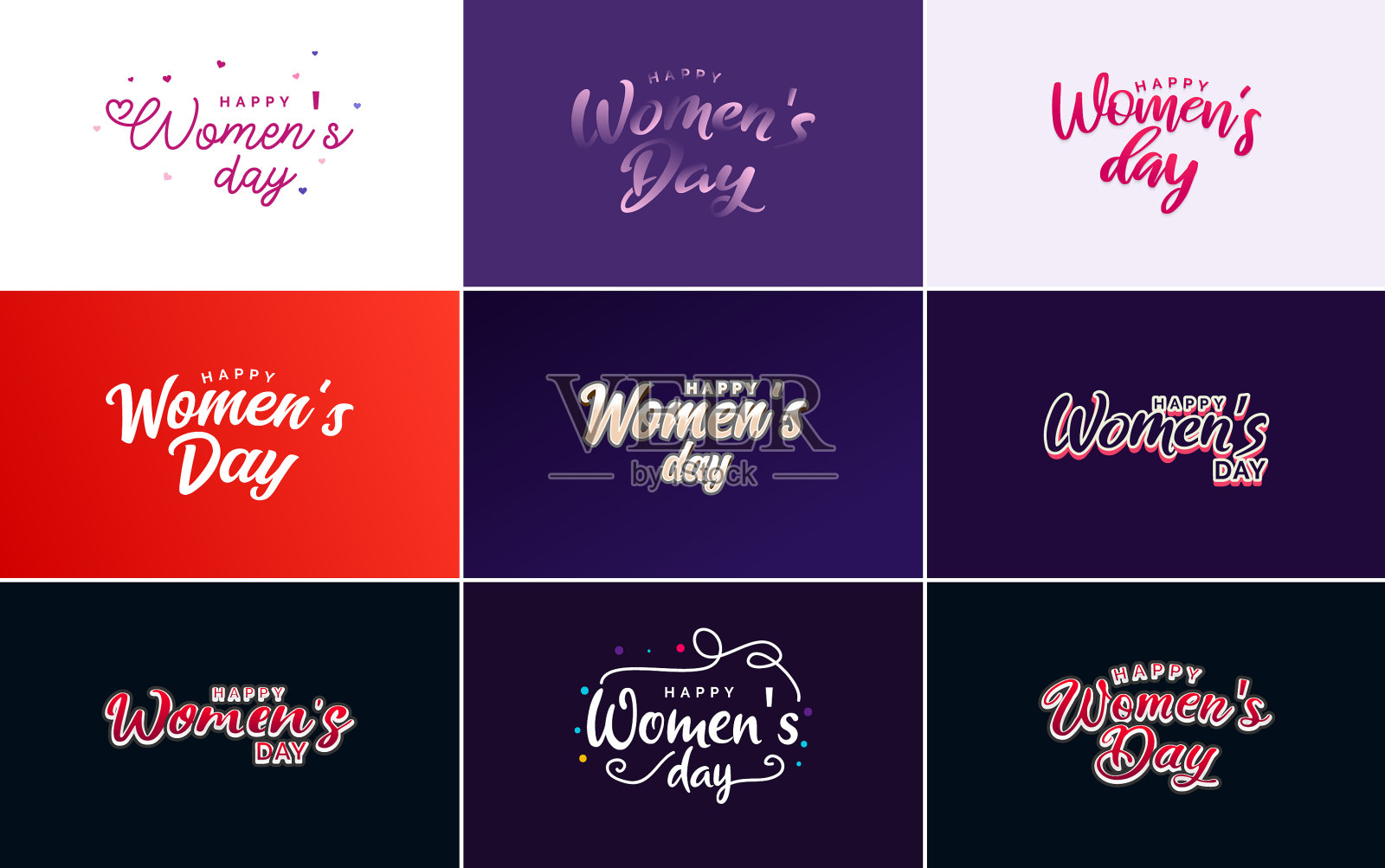 一套印有国际妇女节标志的卡片插画图片素材