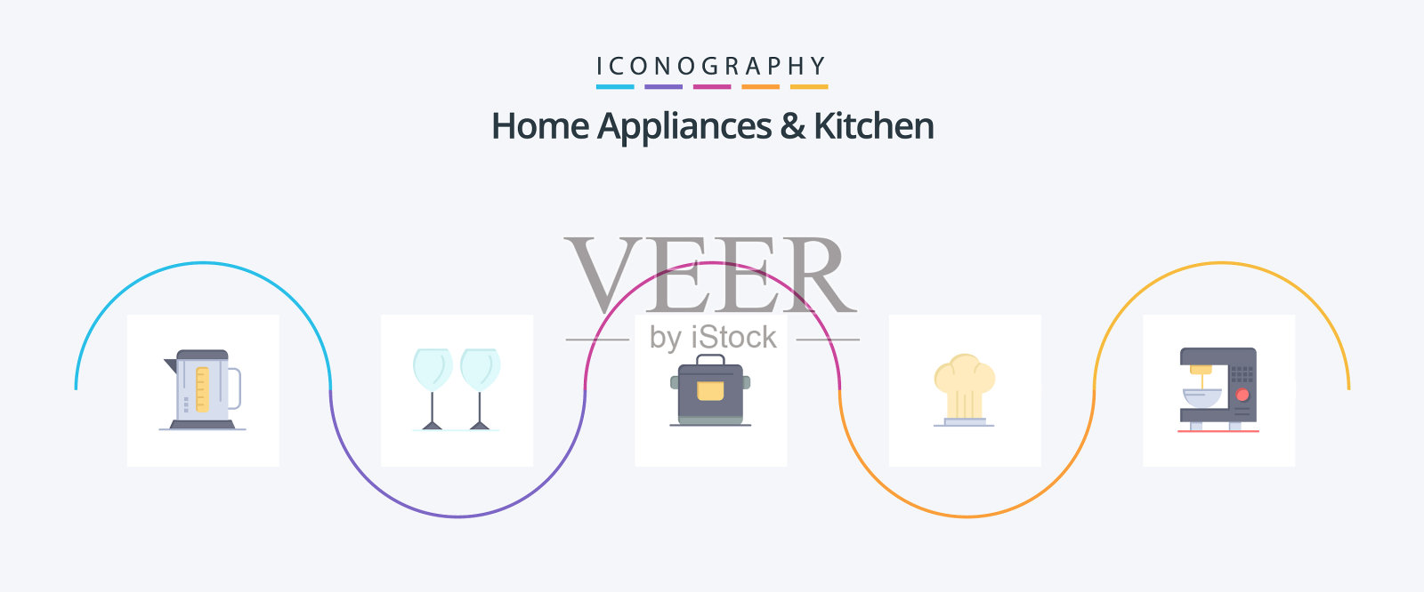 家用电器和厨房平板5个图标包图标素材
