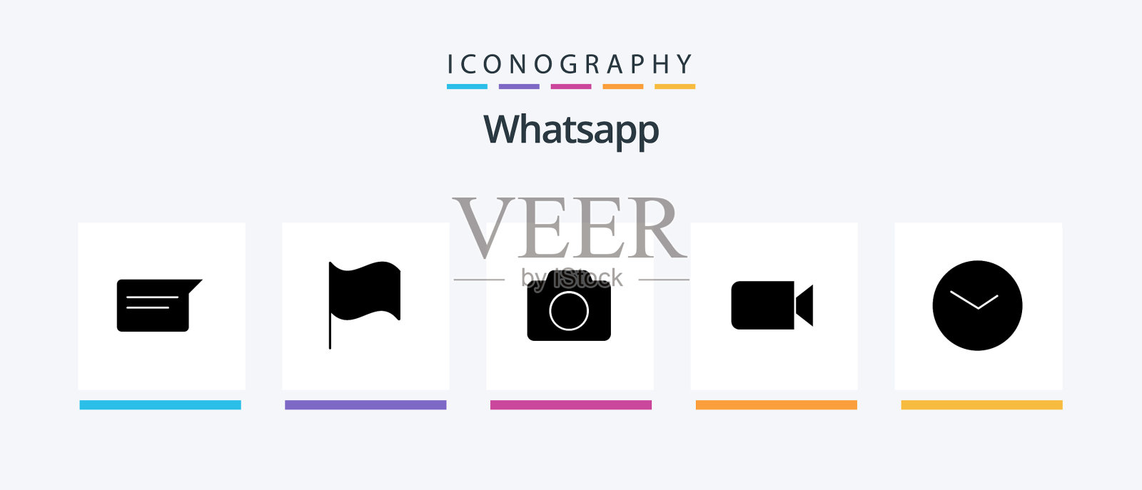 Whatsapp象形文字5图标包，包括图像时钟图标素材