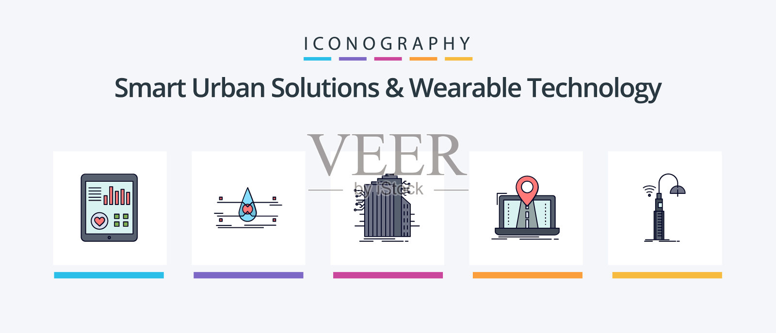 智能城市解决方案和可穿戴技术插画图片素材