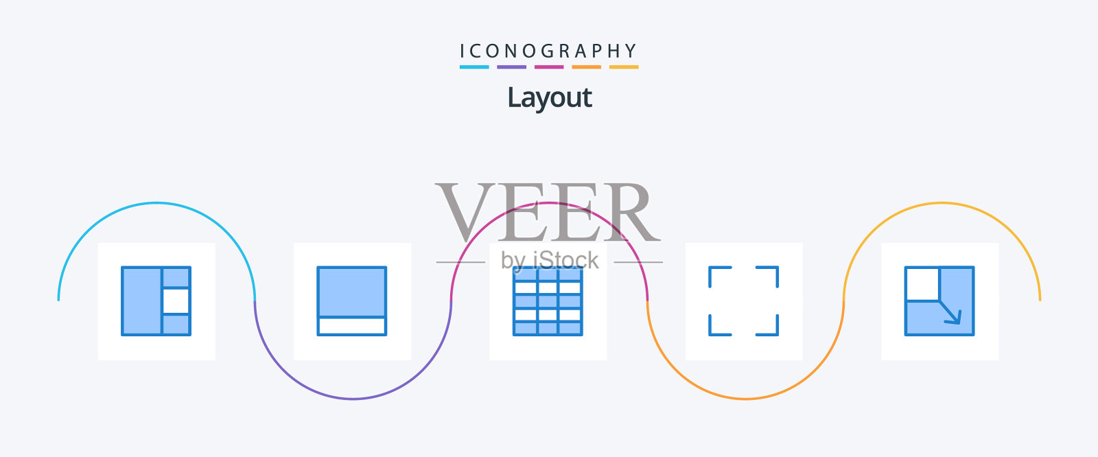 布局蓝色5图标包包括布局图标素材