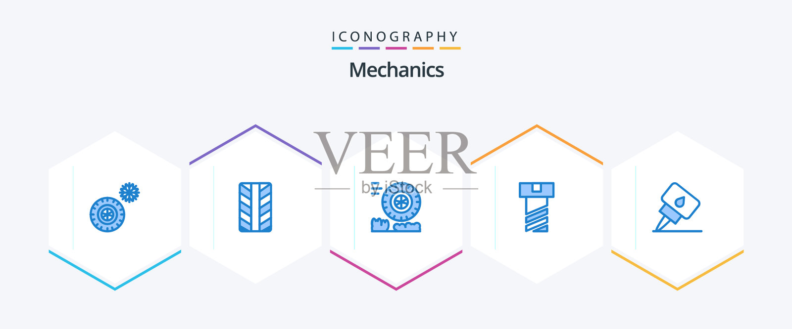 力学25蓝色图标包包括螺栓油插画图片素材