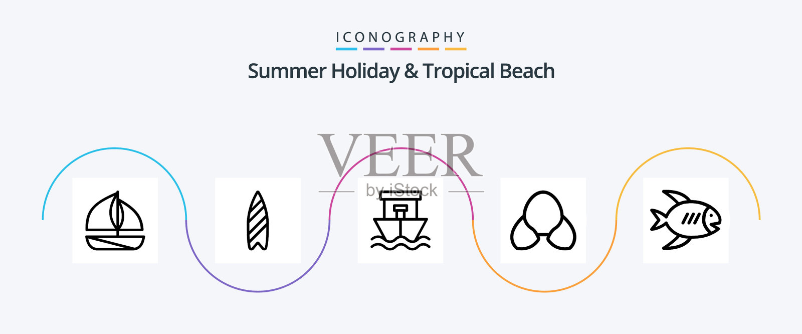 海滩线5图标包包括海岸服装图标素材