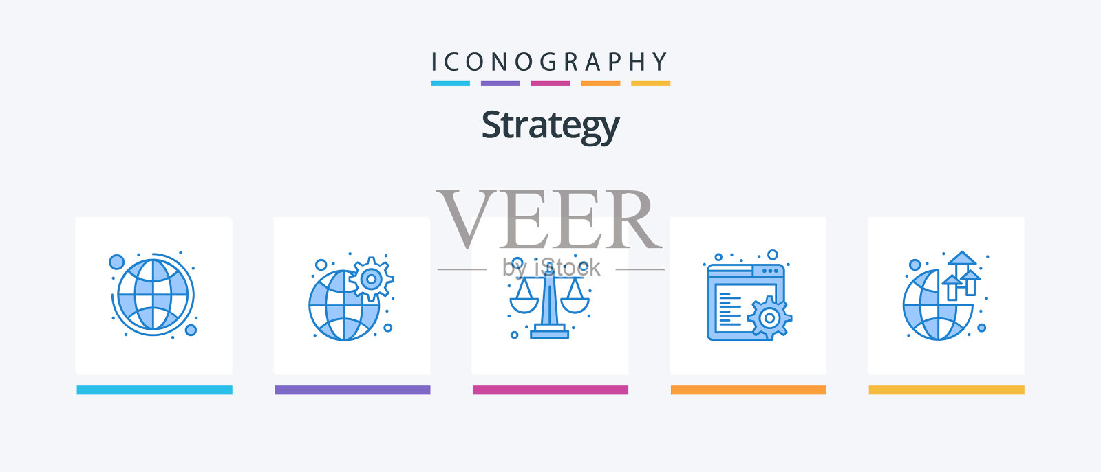 战略蓝色5图标包包括世界全球图标素材