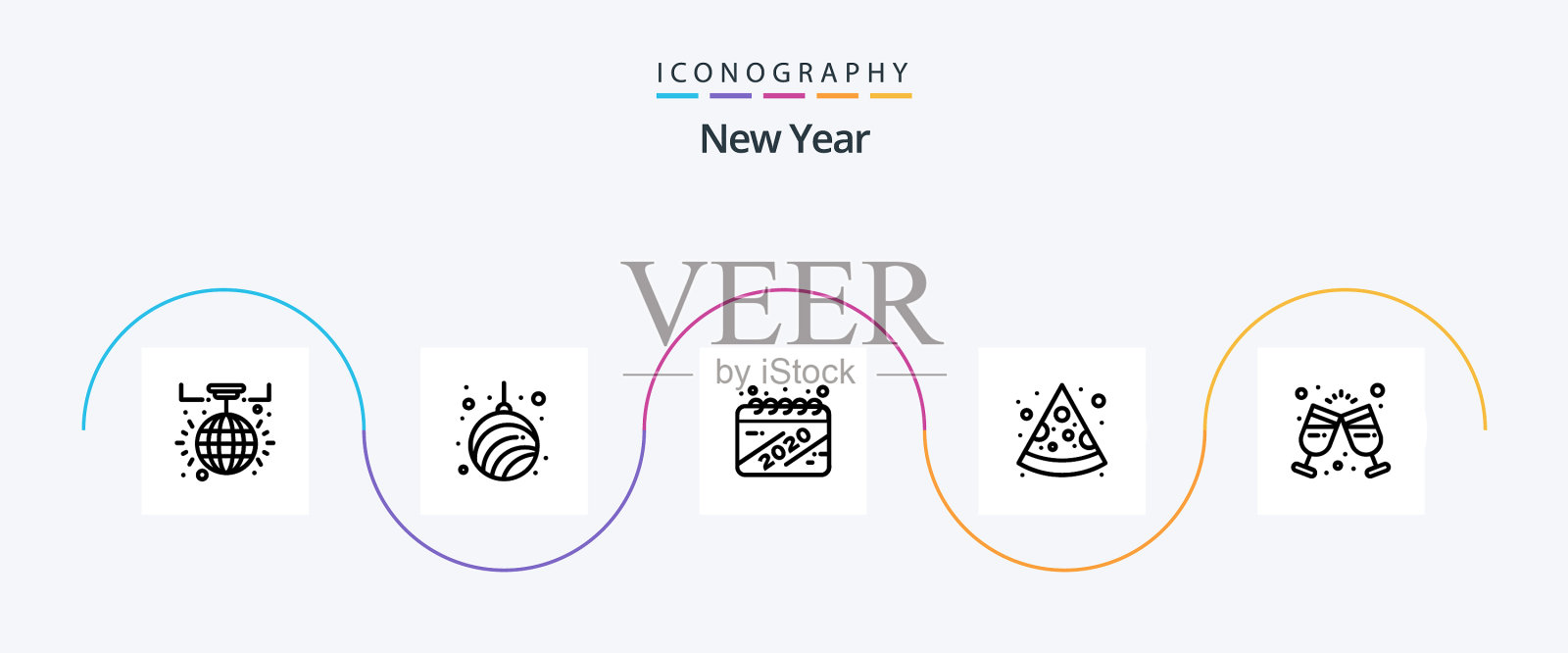 新年线路5图标包包括酒杯图标素材