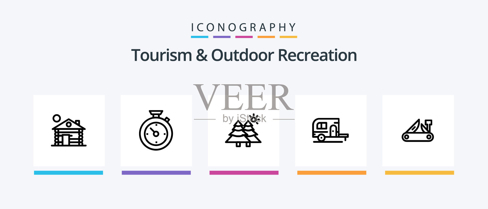 旅游和户外休闲5号线图标包图标素材