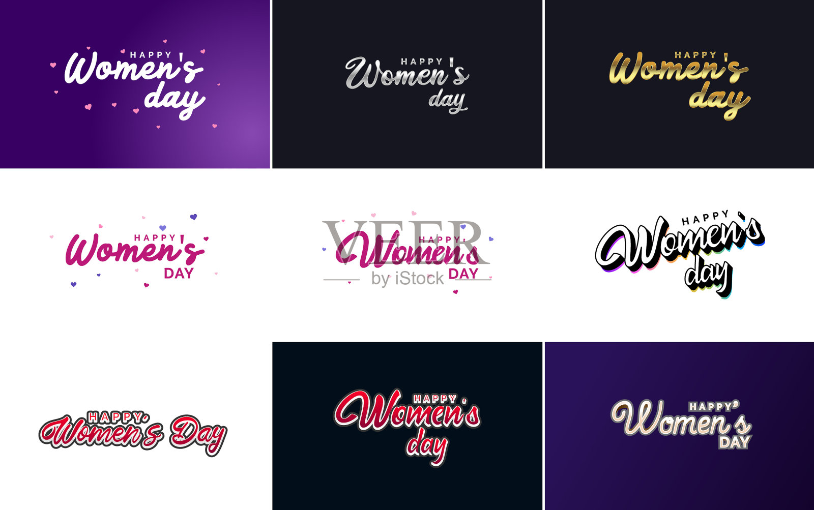 3月8日排版设计集快乐女人图标素材