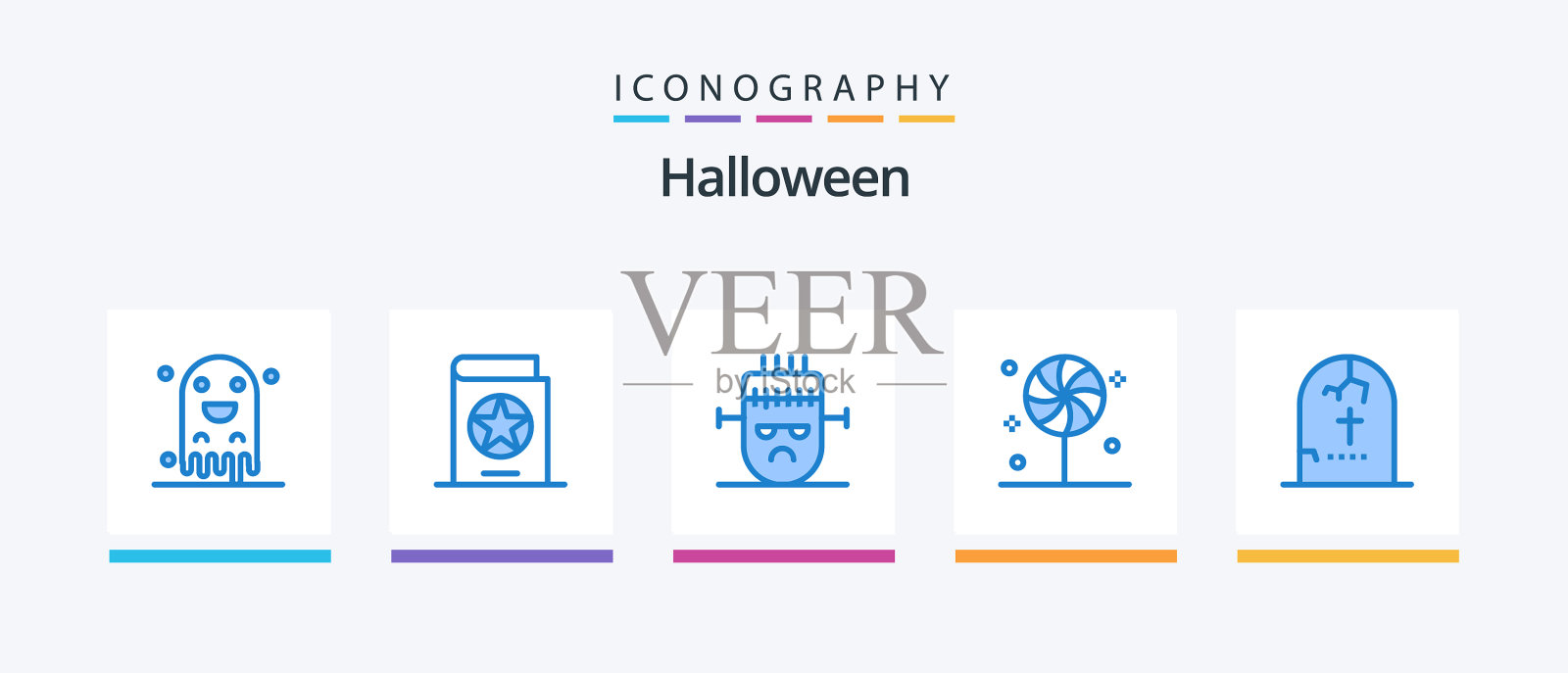 万圣节蓝色5图标包包括死亡图标素材