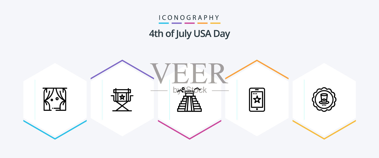 美国25线图标包，包括玻璃电池插画图片素材