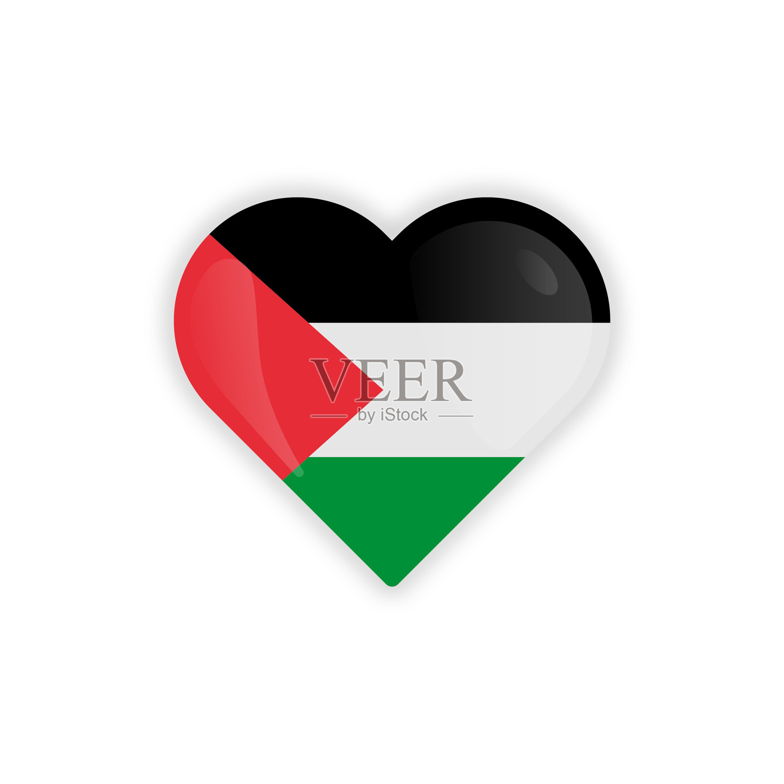 心形巴勒斯坦国旗图标矢量设计。插画图片素材