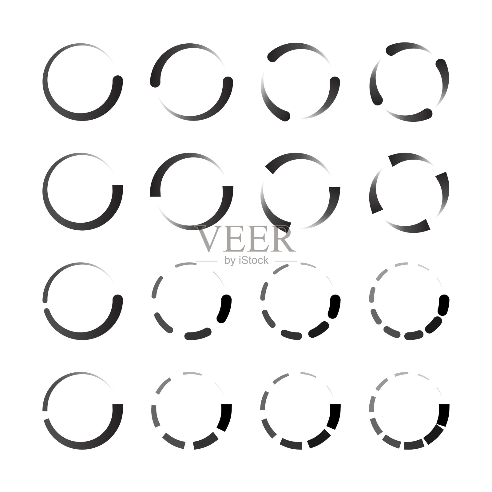 加载图标集。进度条上传下载循环过程。网站加载图标。矢量图插画图片素材