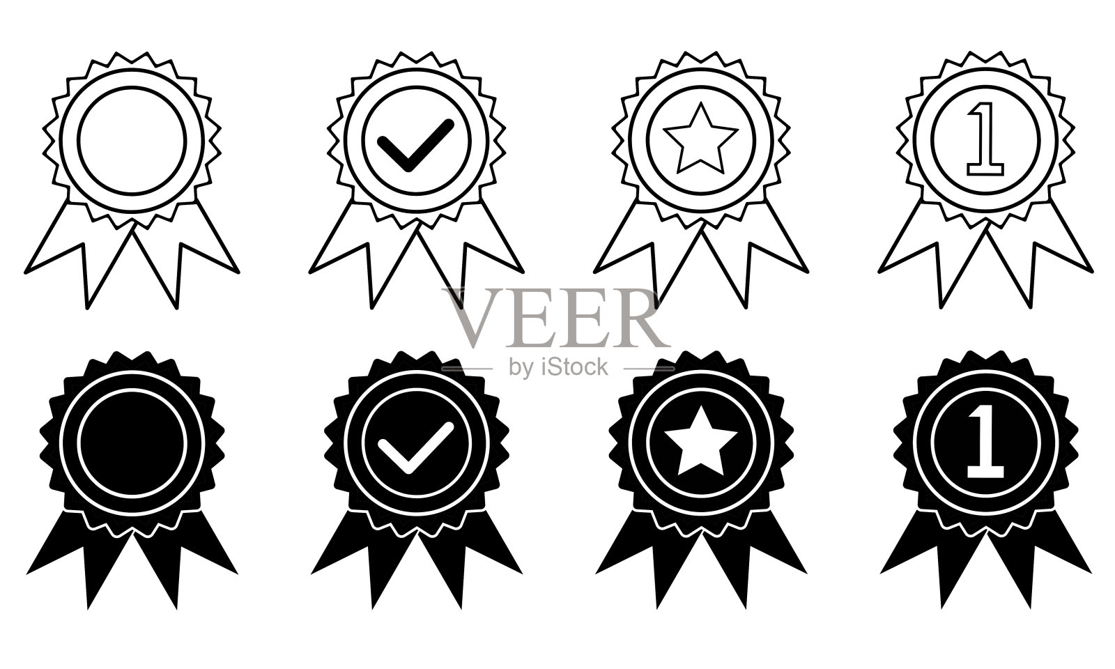 奖项图标集设计孤立的白色背景插画图片素材