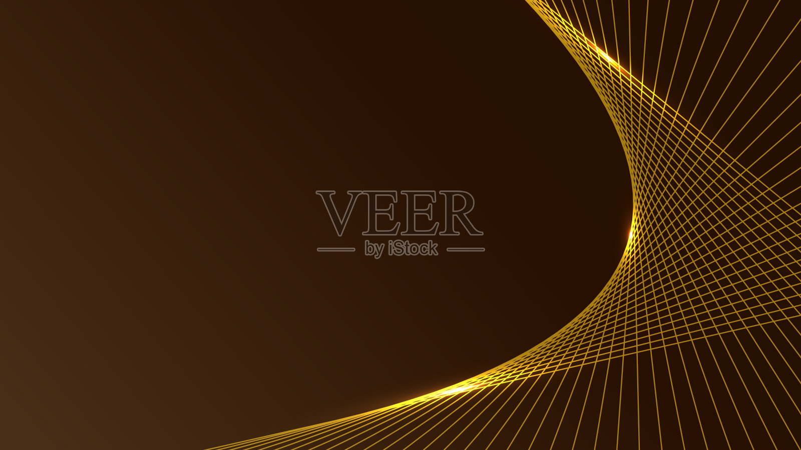 抽象的技术未来金线元素与发光的棕色背景。插画图片素材