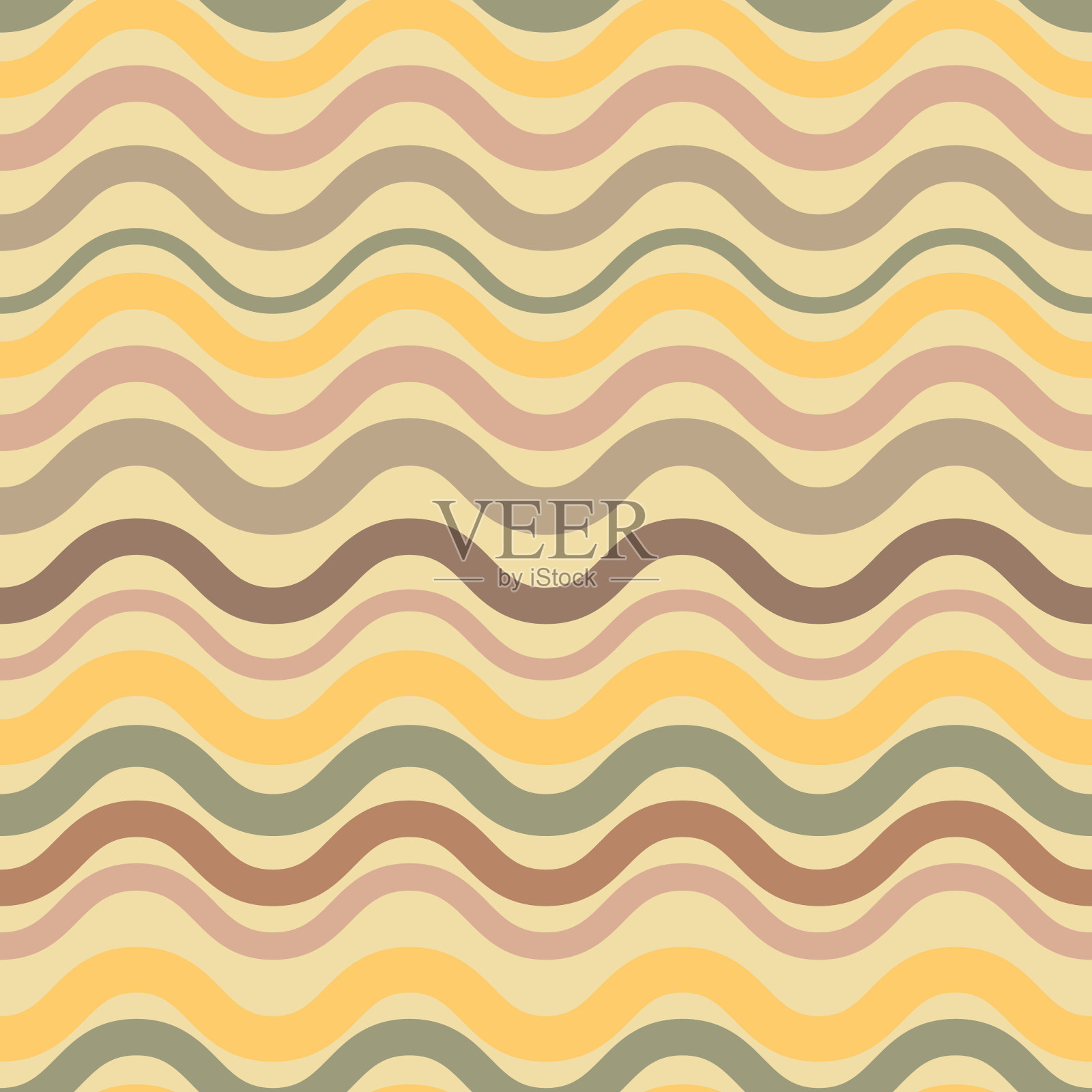 复古复古波浪图案几何缤纷插画图片素材