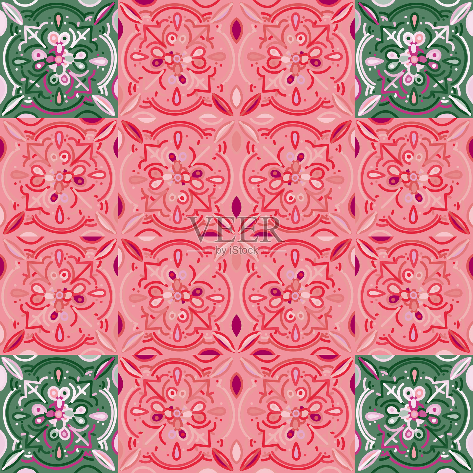 创意马赛克无缝背景图案。抽象几何装饰墙纸。插画图片素材