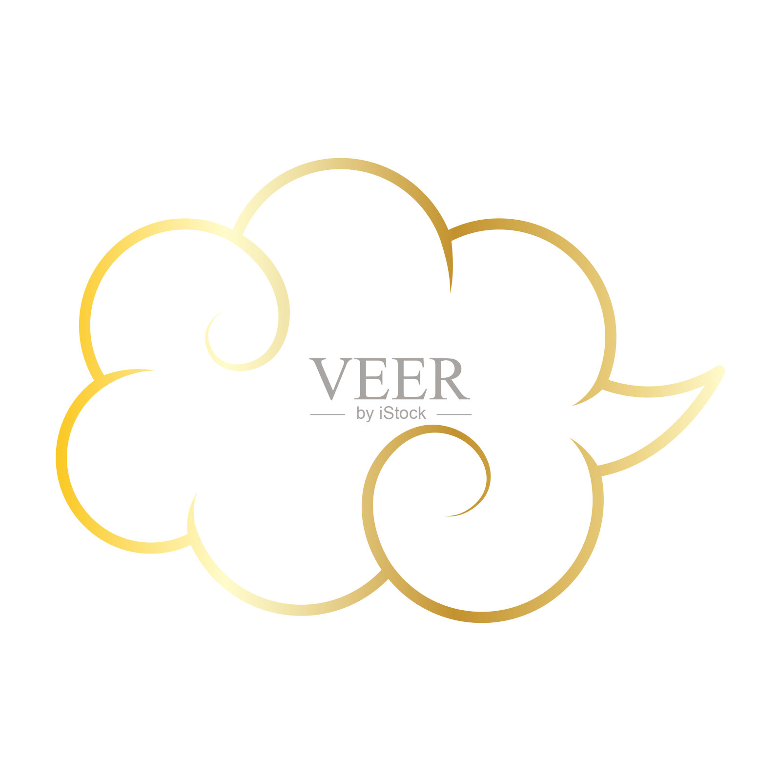 金色的中国云线图标。插画图片素材