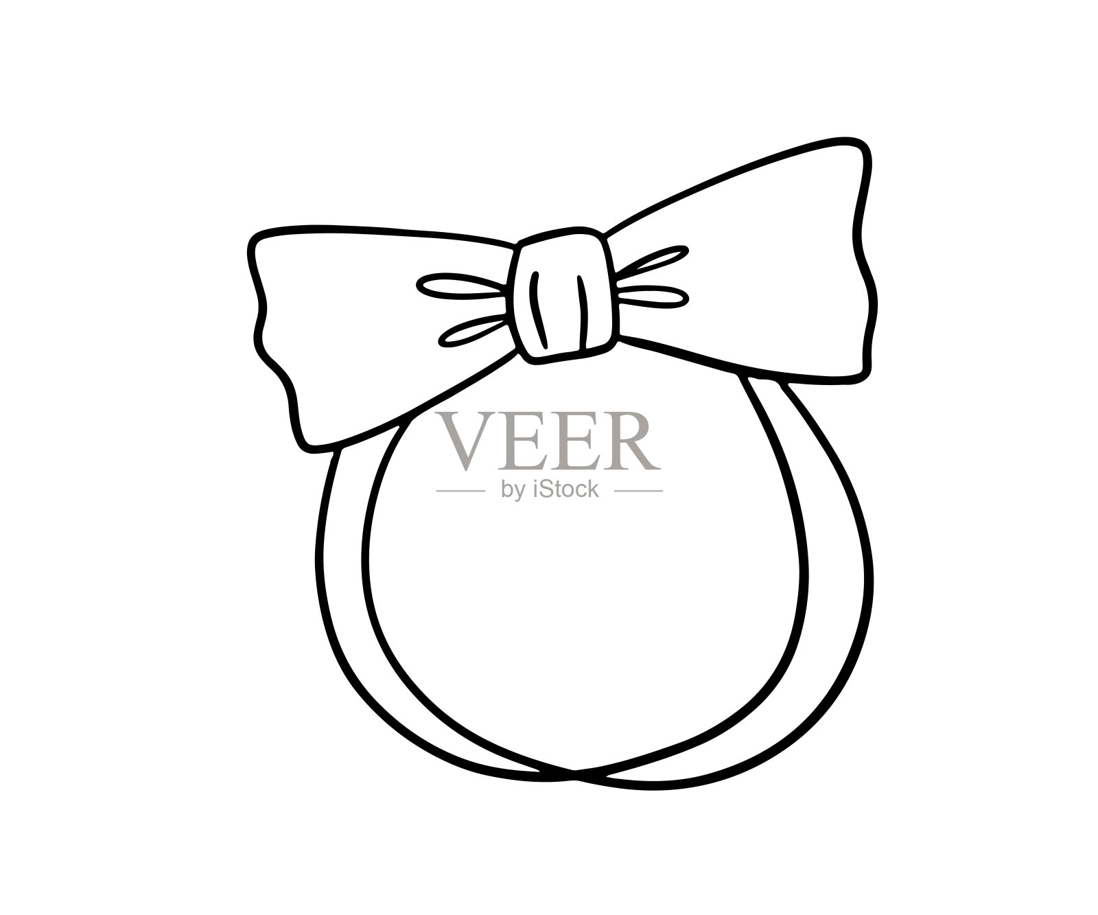 可爱蝴蝶结发饰涂鸦草图，复古发带，矢量发饰女孩头带，白色背景上隔离插画图片素材