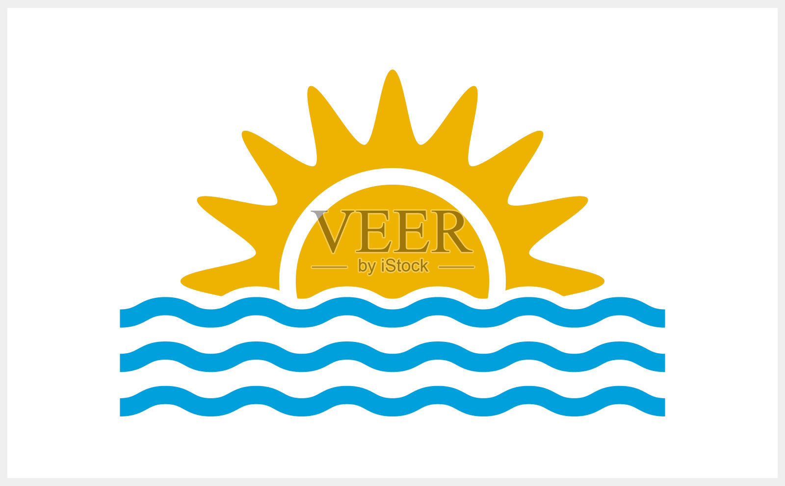 太阳和大海的抽象设计。波水。标志模板。暑假的象征。矢量股票插图EPS 10插画图片素材