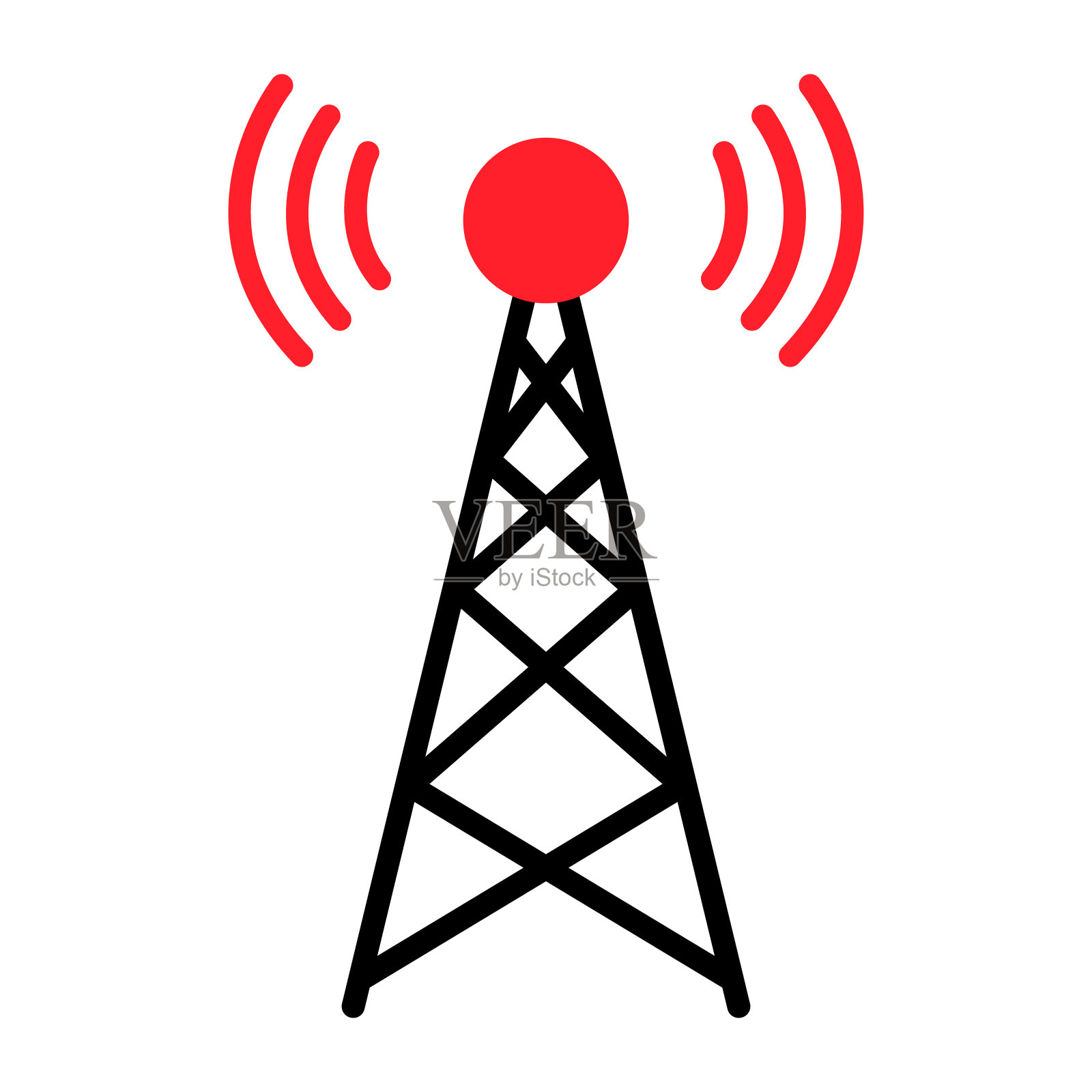 信号塔图标，无线技术网络标志，天线波无线电矢量插图图标素材