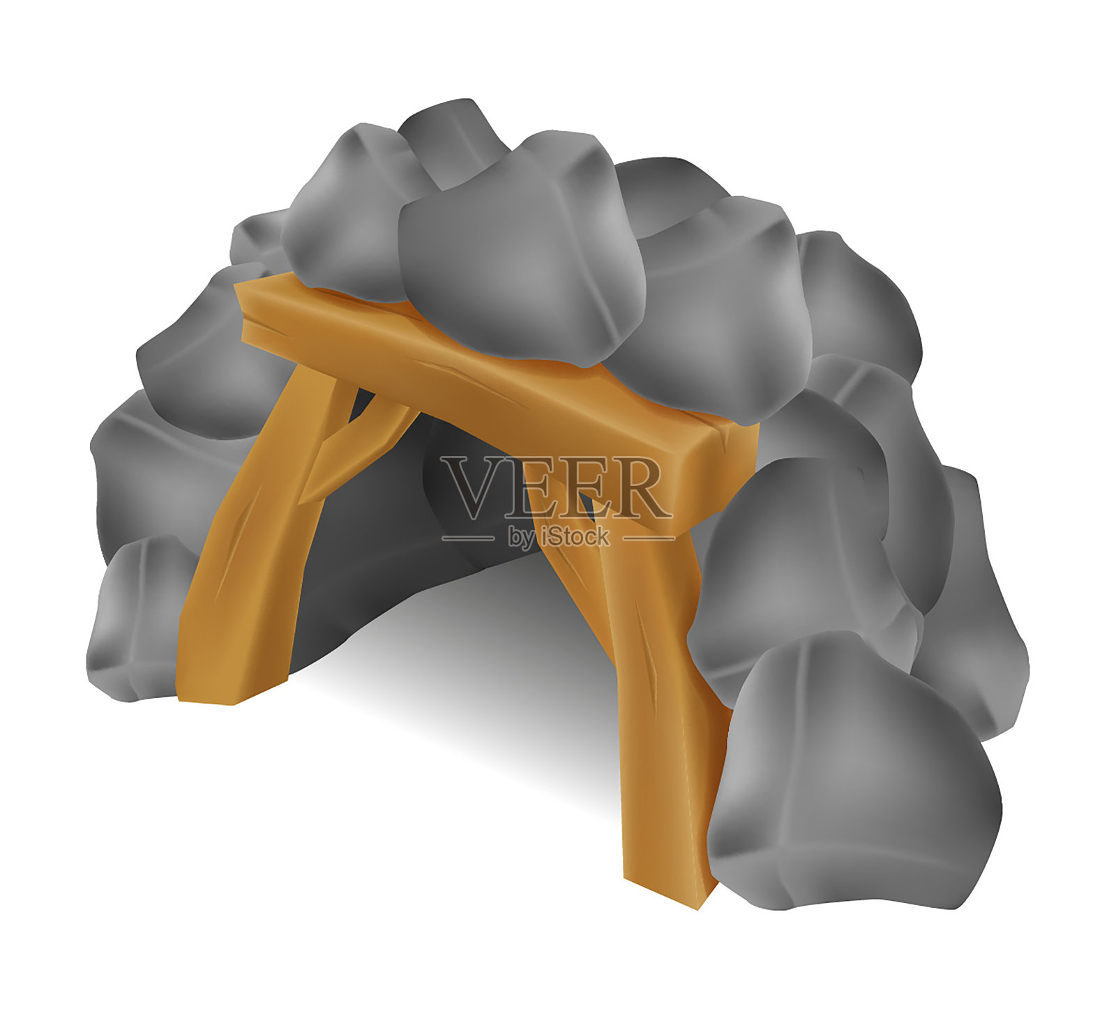 古老的石头入口的黄金或煤矿矢量插图插画图片素材