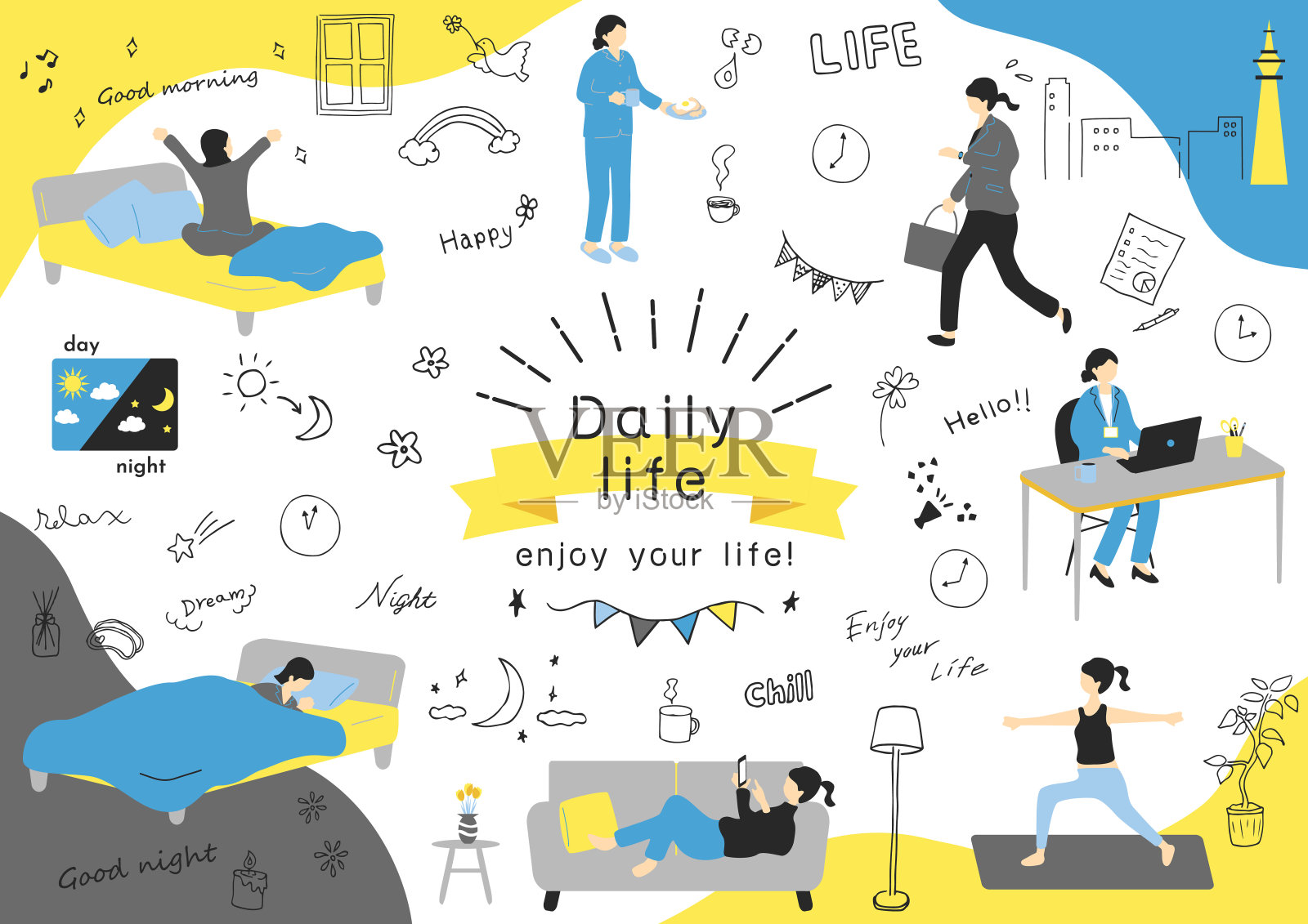 女性生活方式插图集插画图片素材