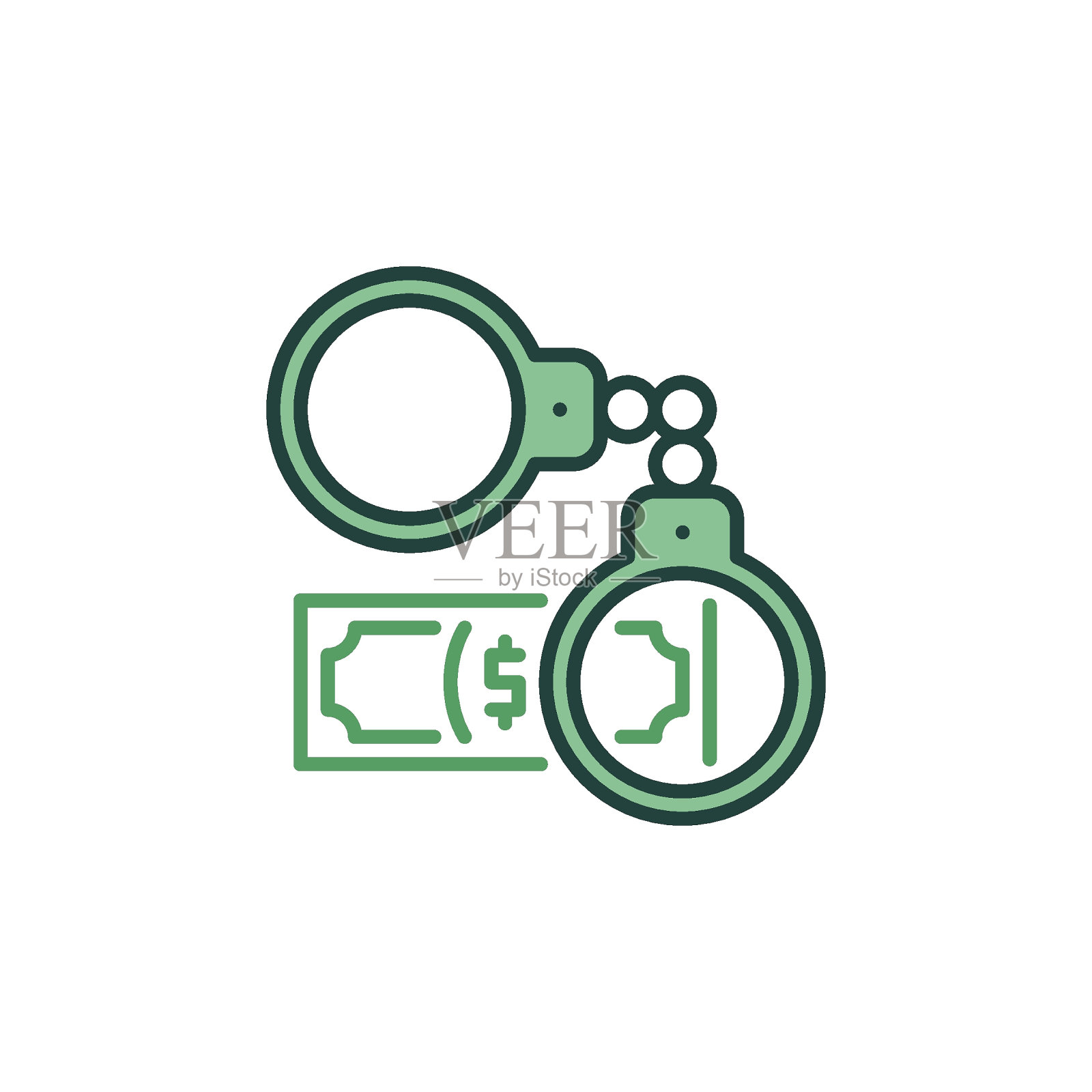 手铐与钞票矢量停止腐败概念彩色图标插画图片素材