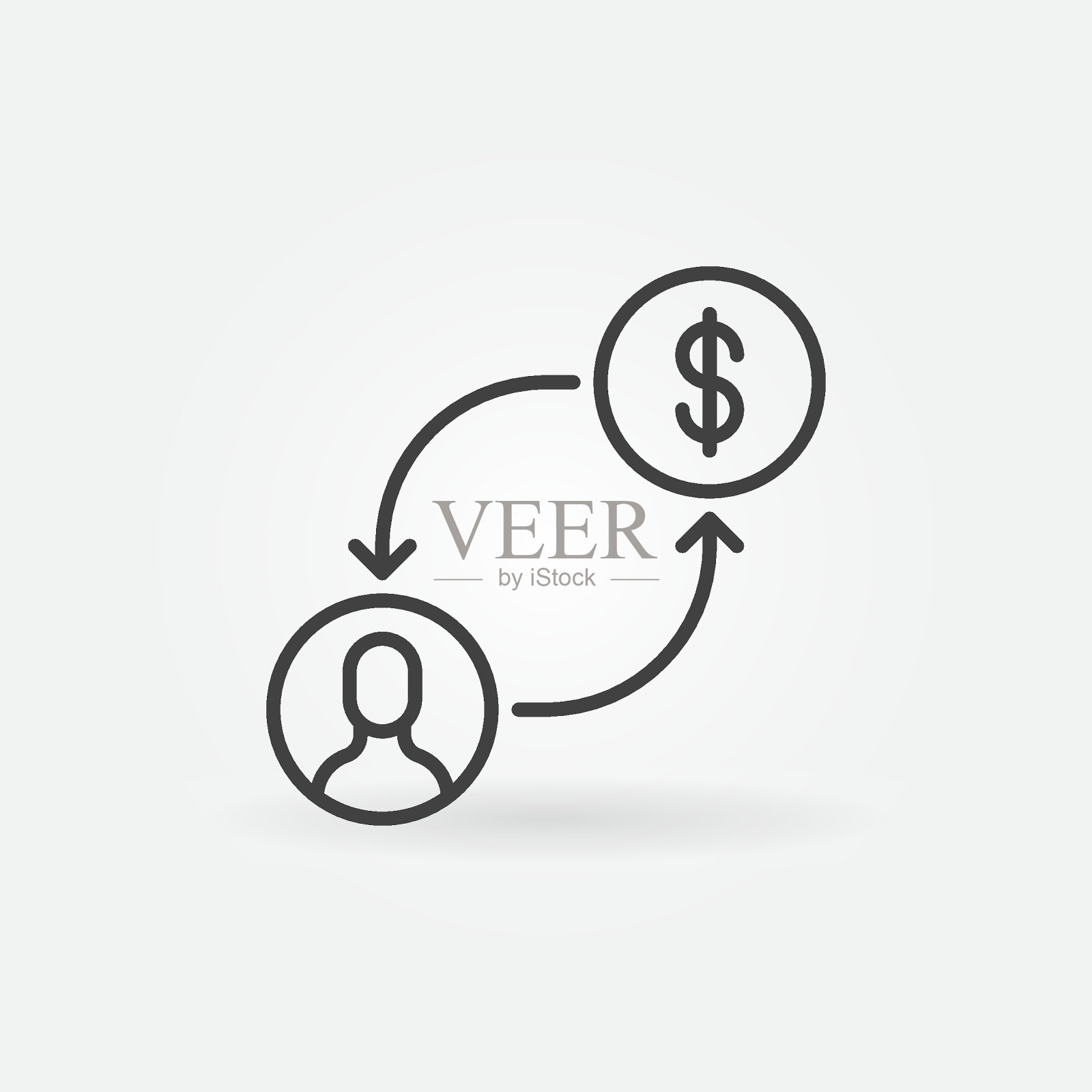 男子与美元符号连接箭头矢量贿赂线图标插画图片素材