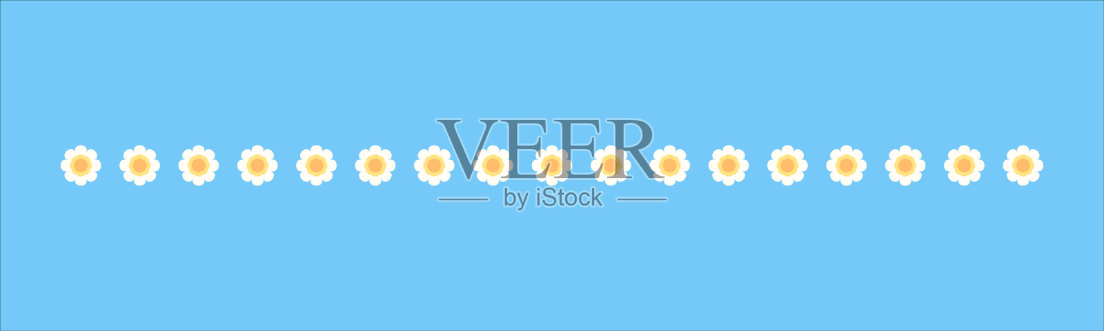 可爱的春季花卉划分边界。春季和复活节花卉分离设计元素。插画图片素材